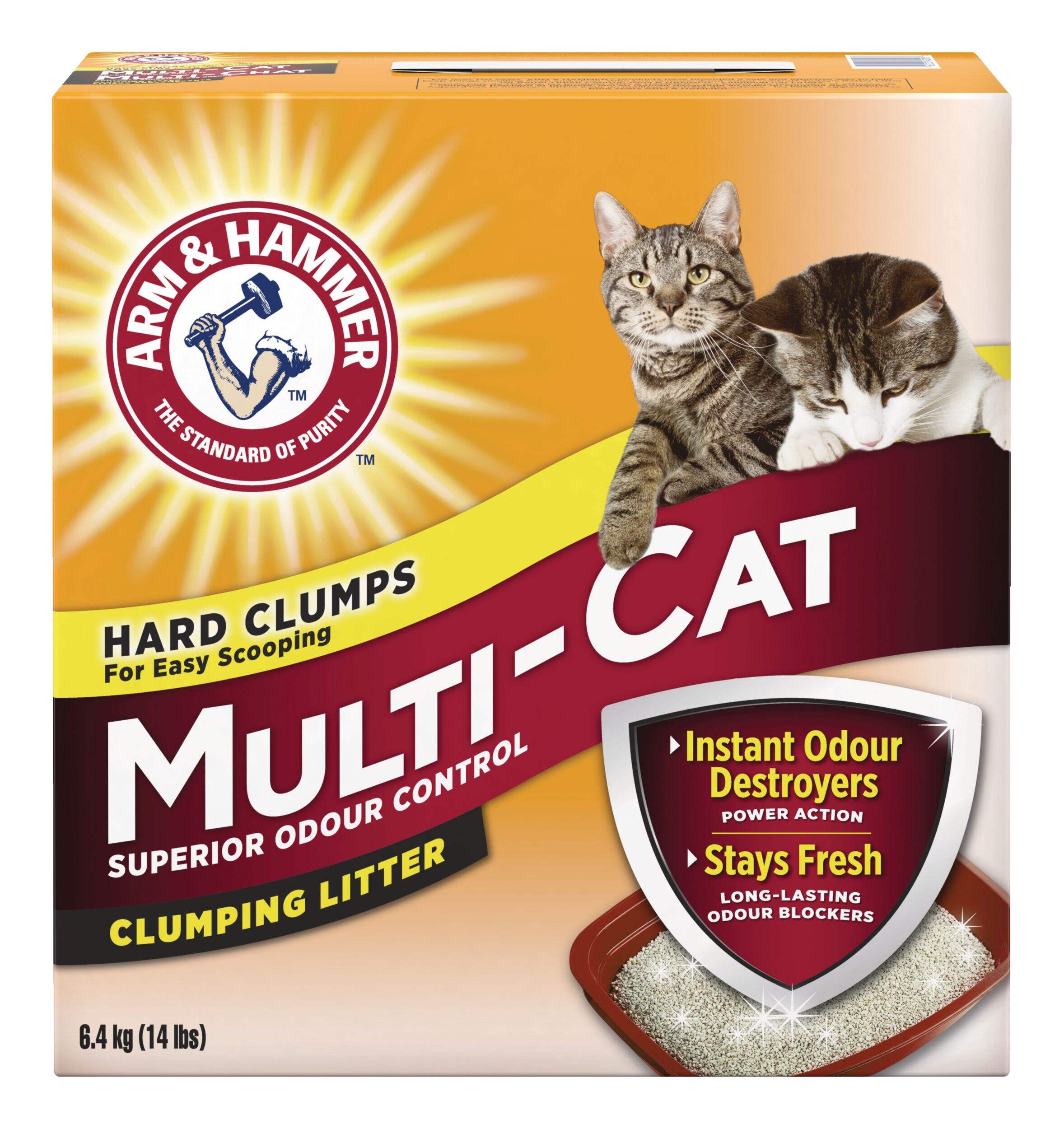 ARM & HAMMER™ Multi-Cat Strength Clumping Cat Litter, Odour Control, 18-kg Front_Elevated