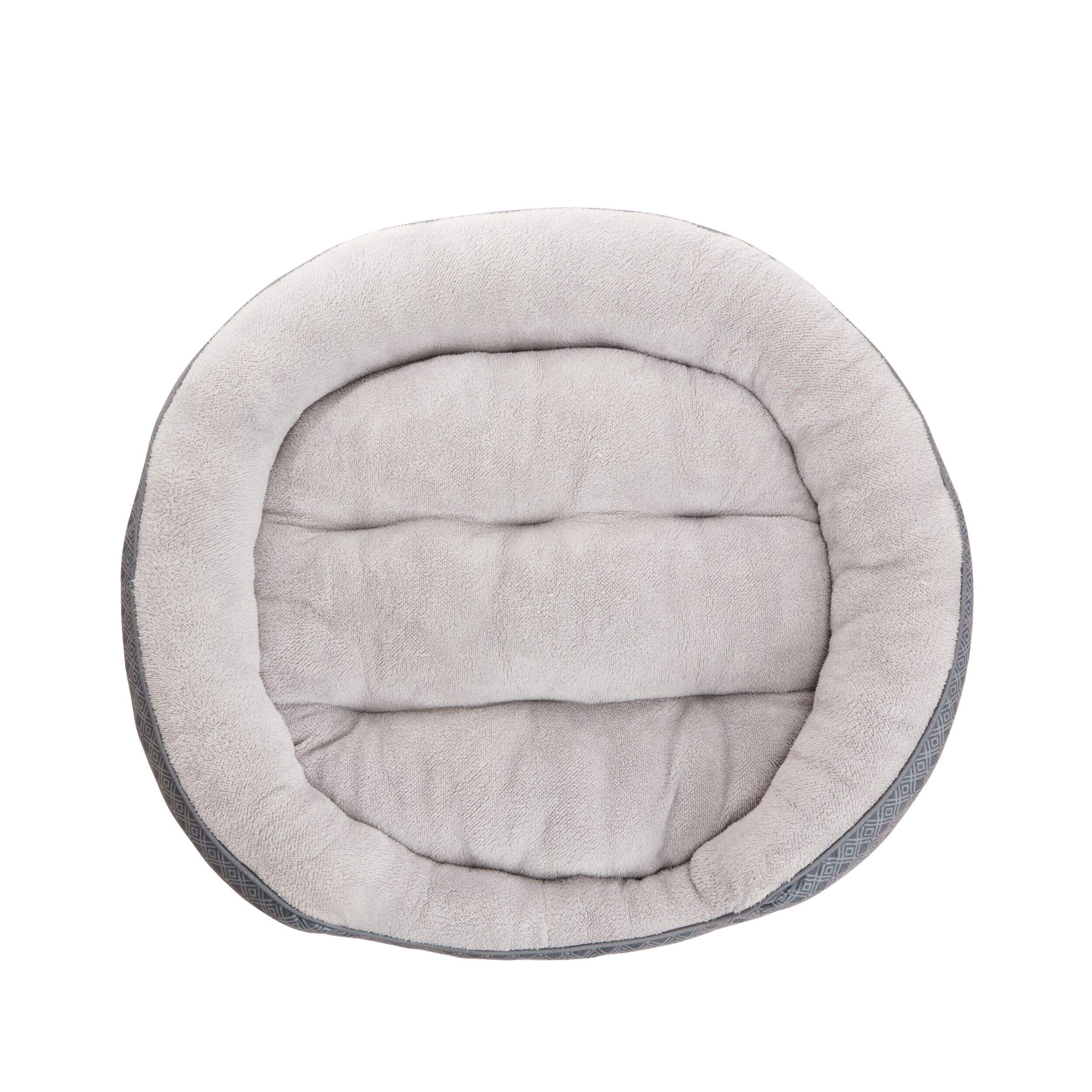 Petco AntiSlip Round Plush Dog Bed, Washable, 43in x 37in, Grey