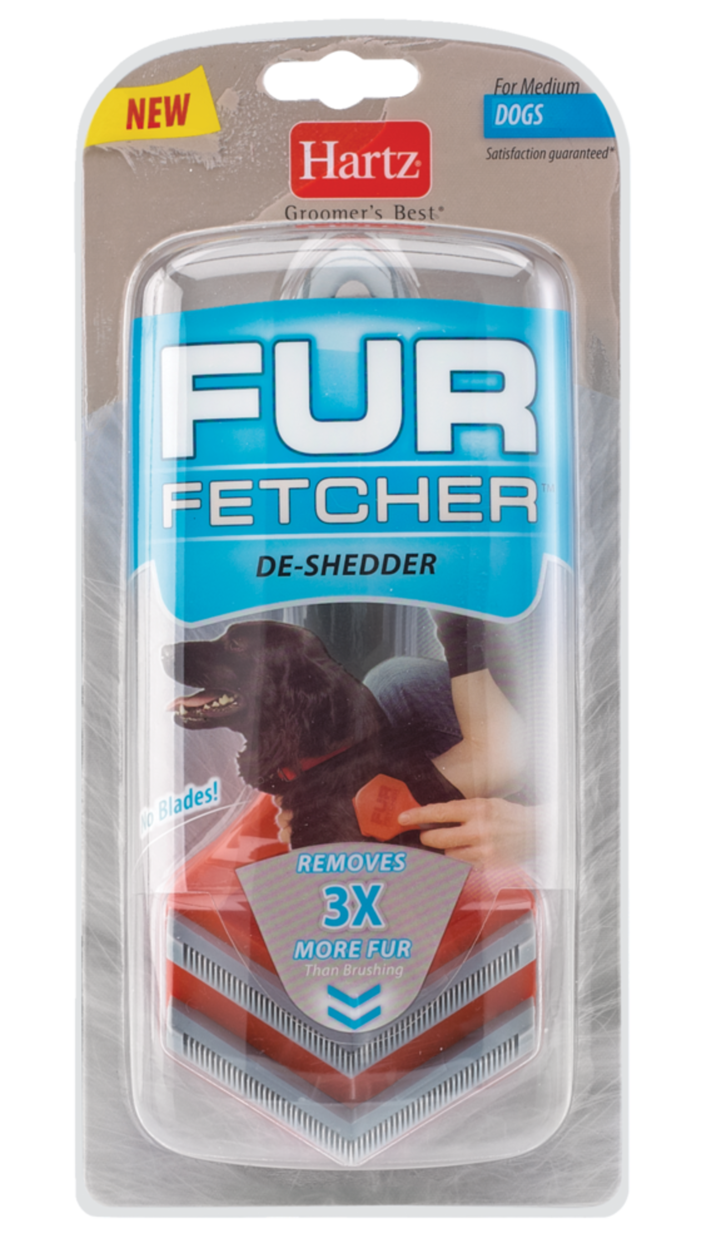 Hartz Dog Fur Fetcher De-Shedder, Medium Front_Flat