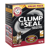 Arm & Hammer Clump & Seal Multi-Cat Clumping Cat Litter, Odour Control, 17.2-kg Front_Three_Fourths_Angled_Right