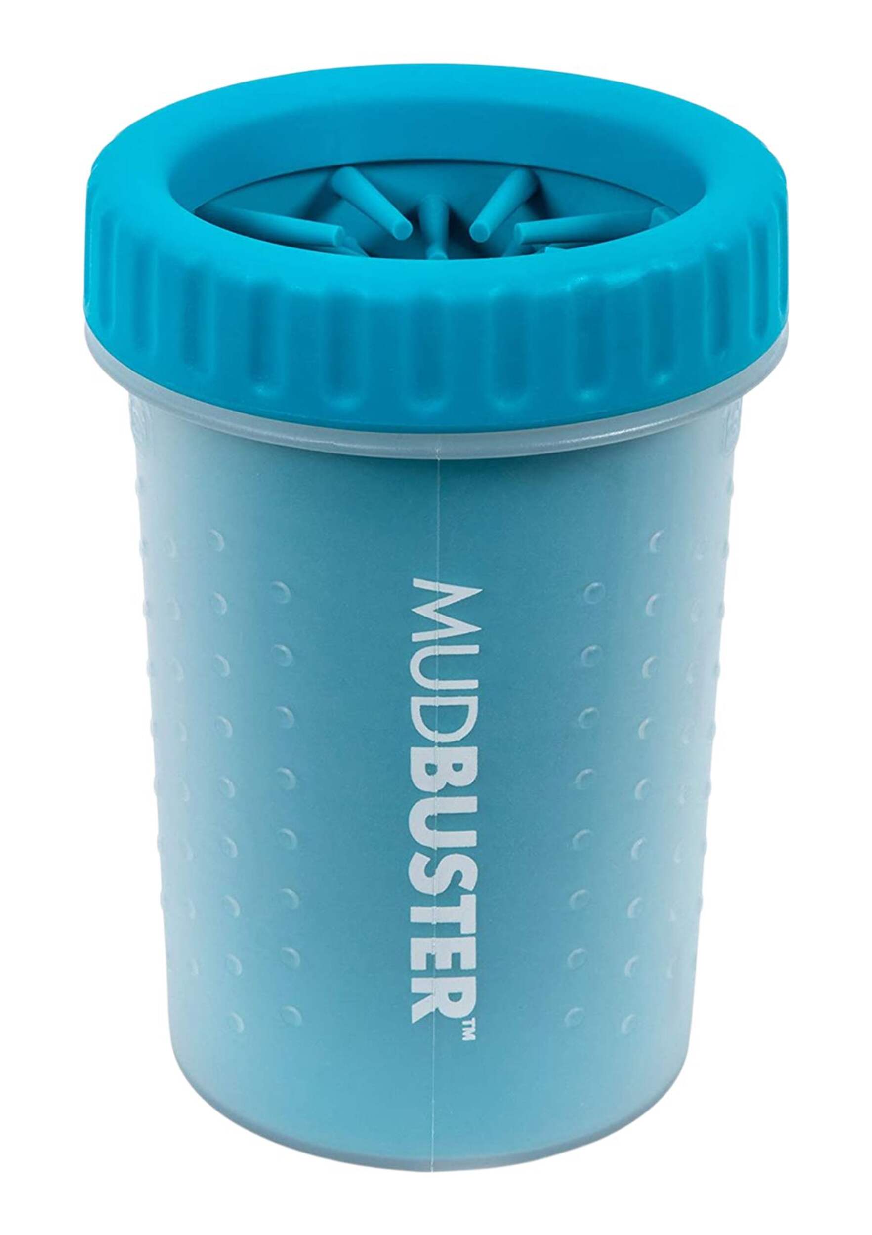 Dexas MudBuster Portable Dog Paw Cleaner with Silicone Bristles, Medium, Blue Front_Elevated