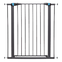 Midwest Homes Walk-Thru Graphite Steel Pet Gate, Adjustable Length with Glow Stripe, 39-in Height Front_Flat
