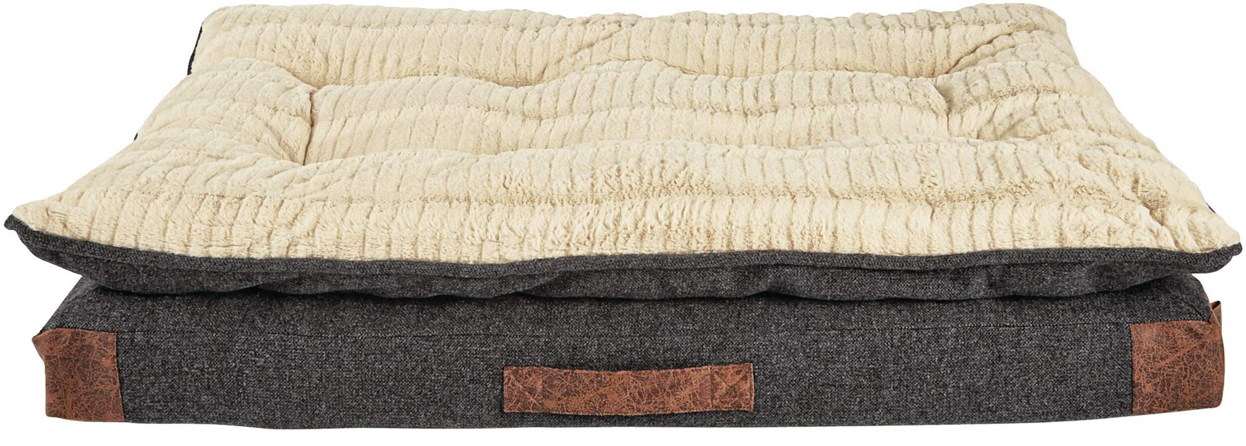 Lit orthopédique en peluche pour chiens Petco, lavable, 40 x 30 po, gris Front_Elevated