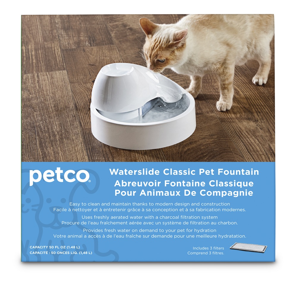 Petco Waterslide Classic Cat Water Fountain, Dishwasher Safe and BPA