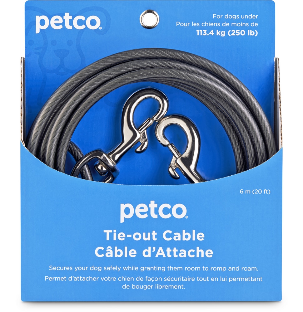 Petco FreeToFlex Dog Tie Out Cable, 20ft, 2XLarge, Black Canadian