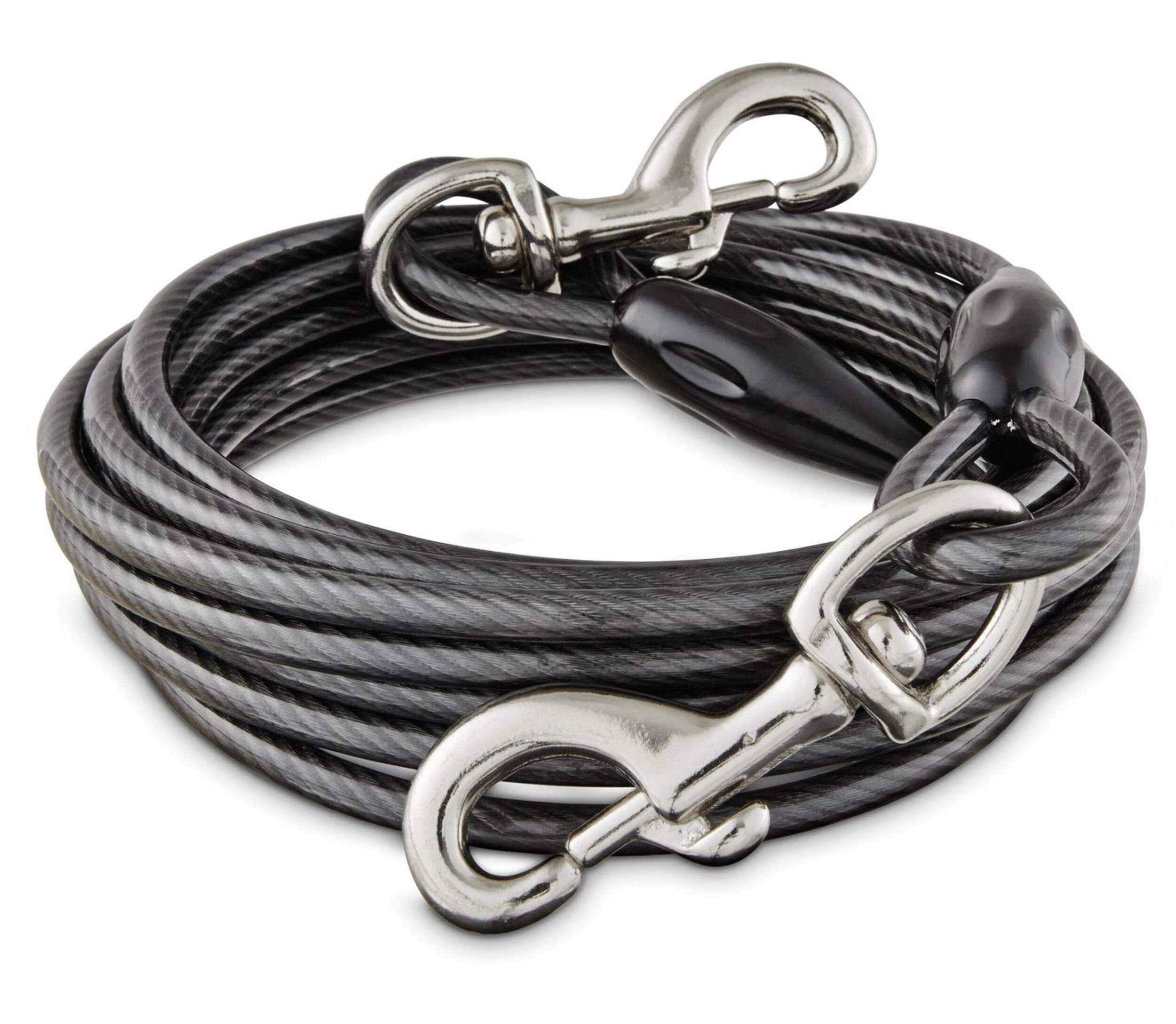 Câble d'attache réfléchissant pour chiens Petco, noir, TTG, 20 pi Front_Flat