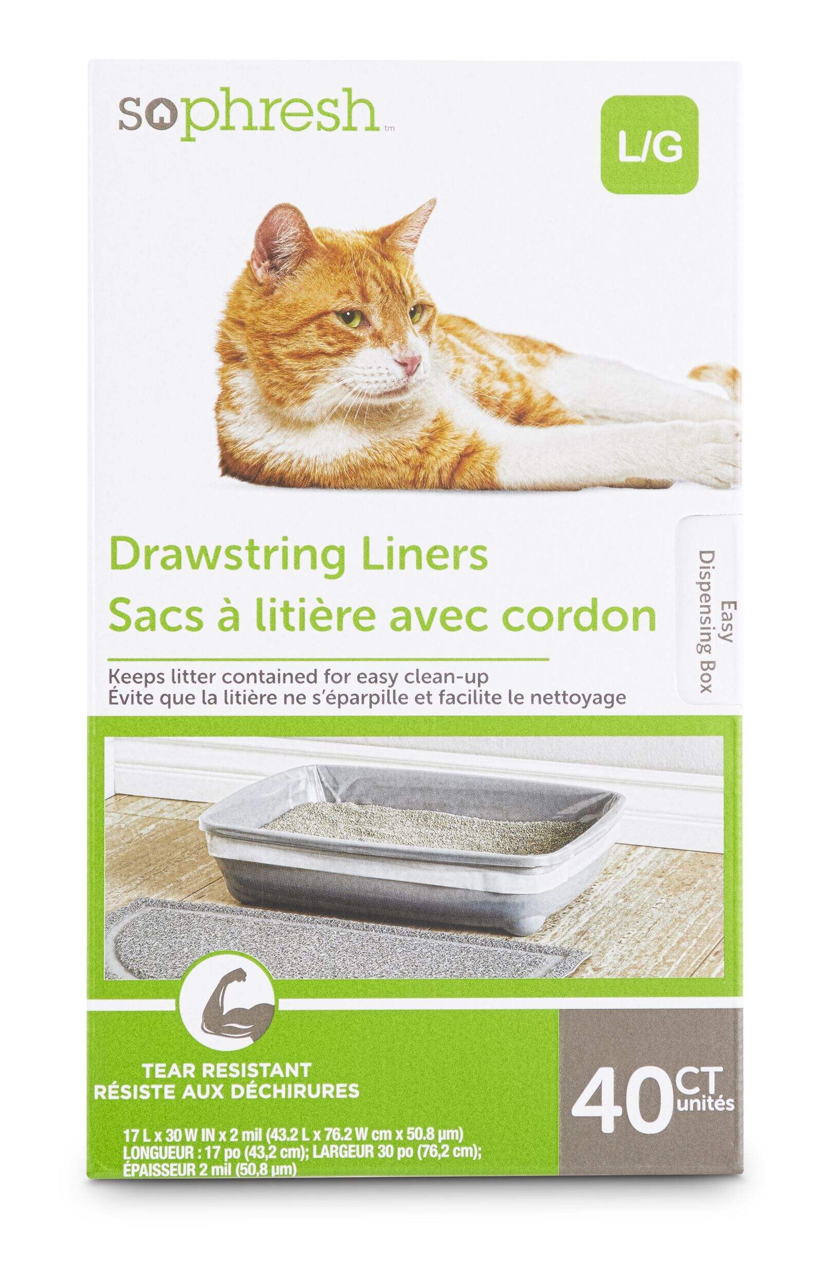 So Phresh Drawstring Cat Litter Box Liners, Large, 40-ct Front_Flat