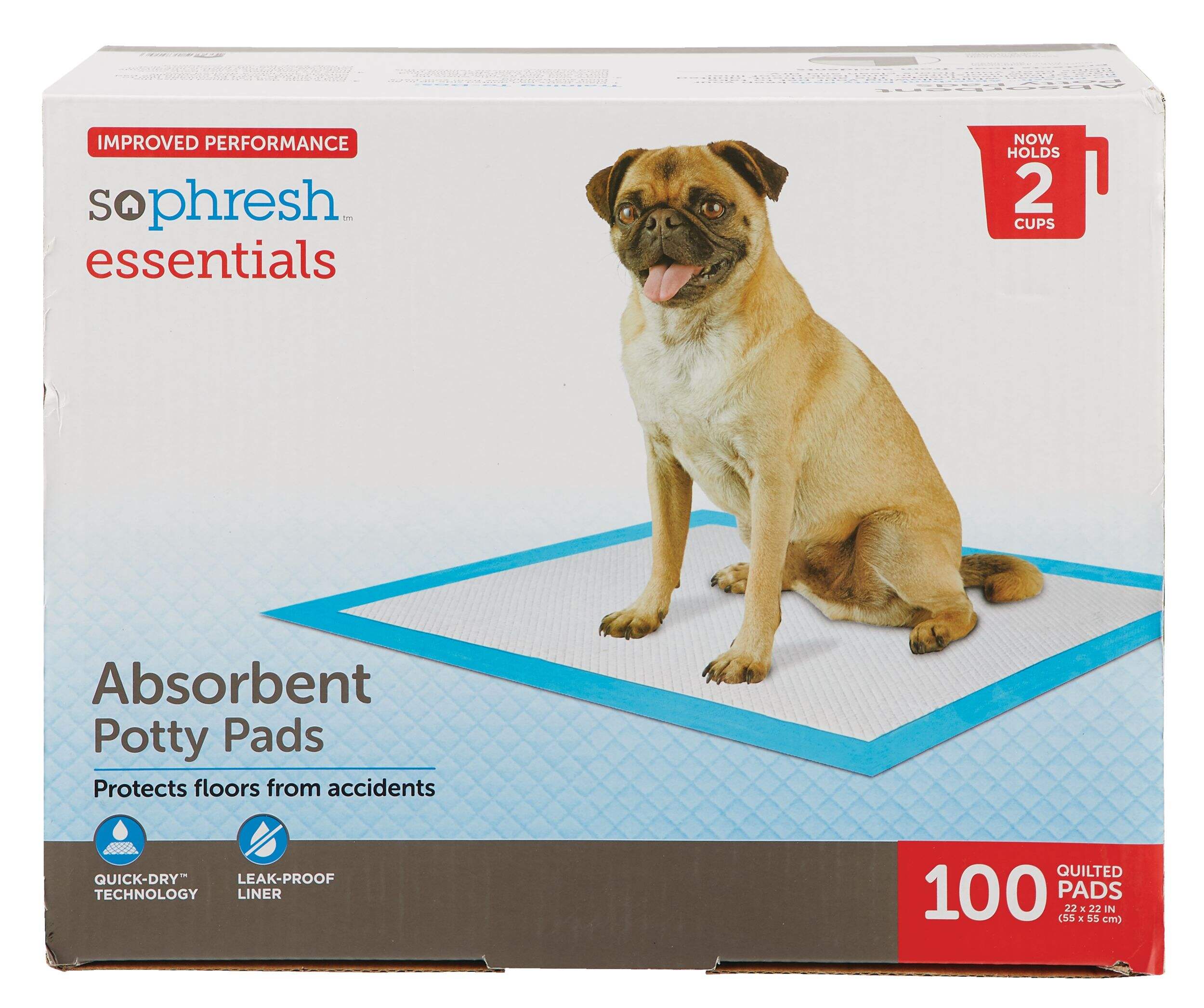 So Phresh Essentials Absorbent Dog Training Pads, 22 x 22-in, 100-pk Front_Elevated