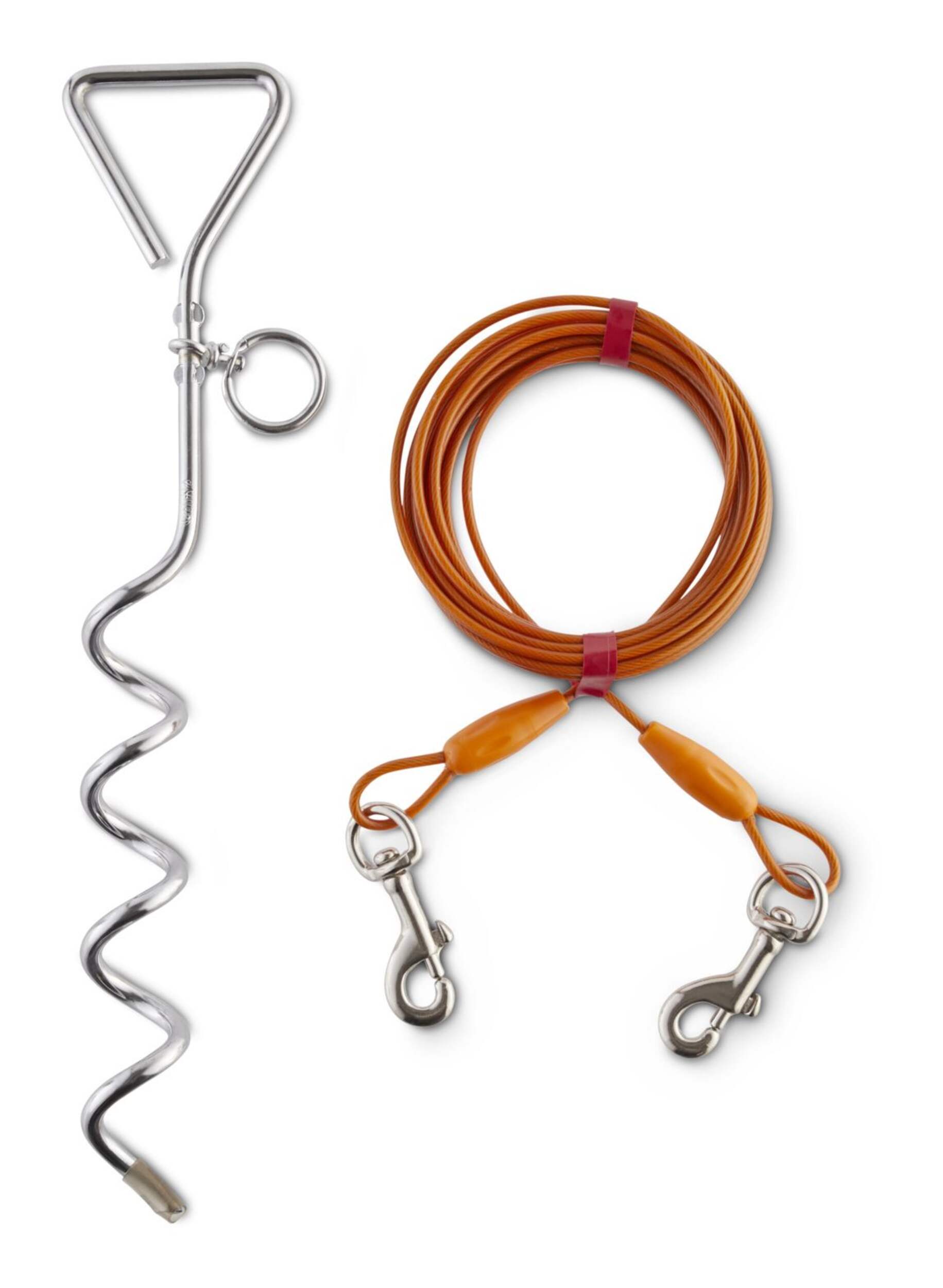 Petco Dog Tie Out Cable with Stake, 20-ft, Large, Orange Composite_or_Mixed