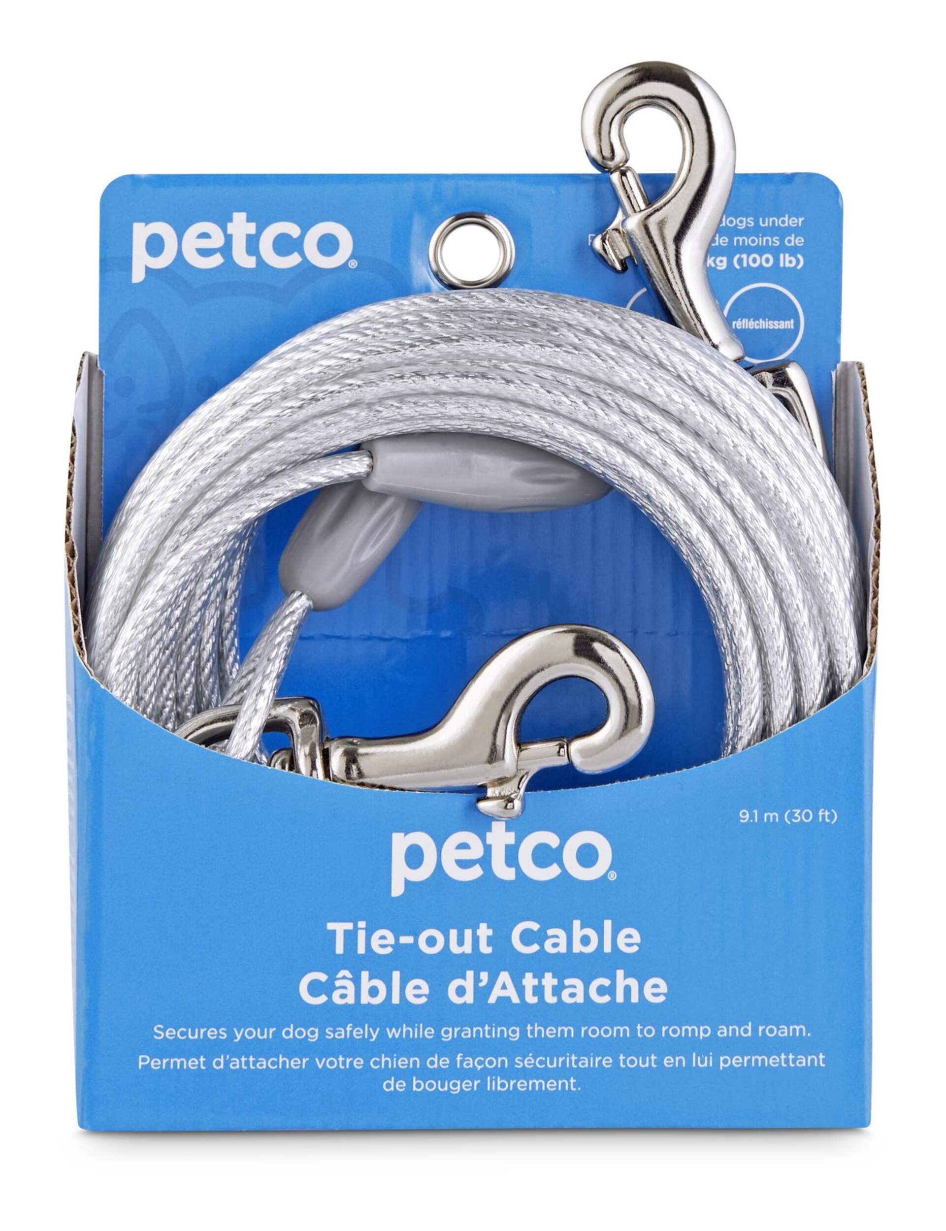 Petco Reflective Dog Tie Out Cable, 30-ft, Large, Silver Front_Flat