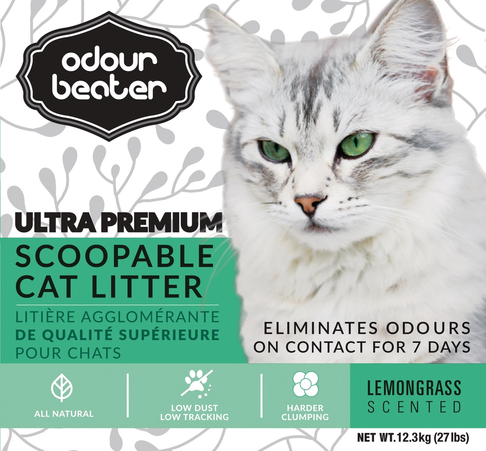 Odour Beater Ultra Premium Scoopable Clumping Cat Litter, Lemongrass