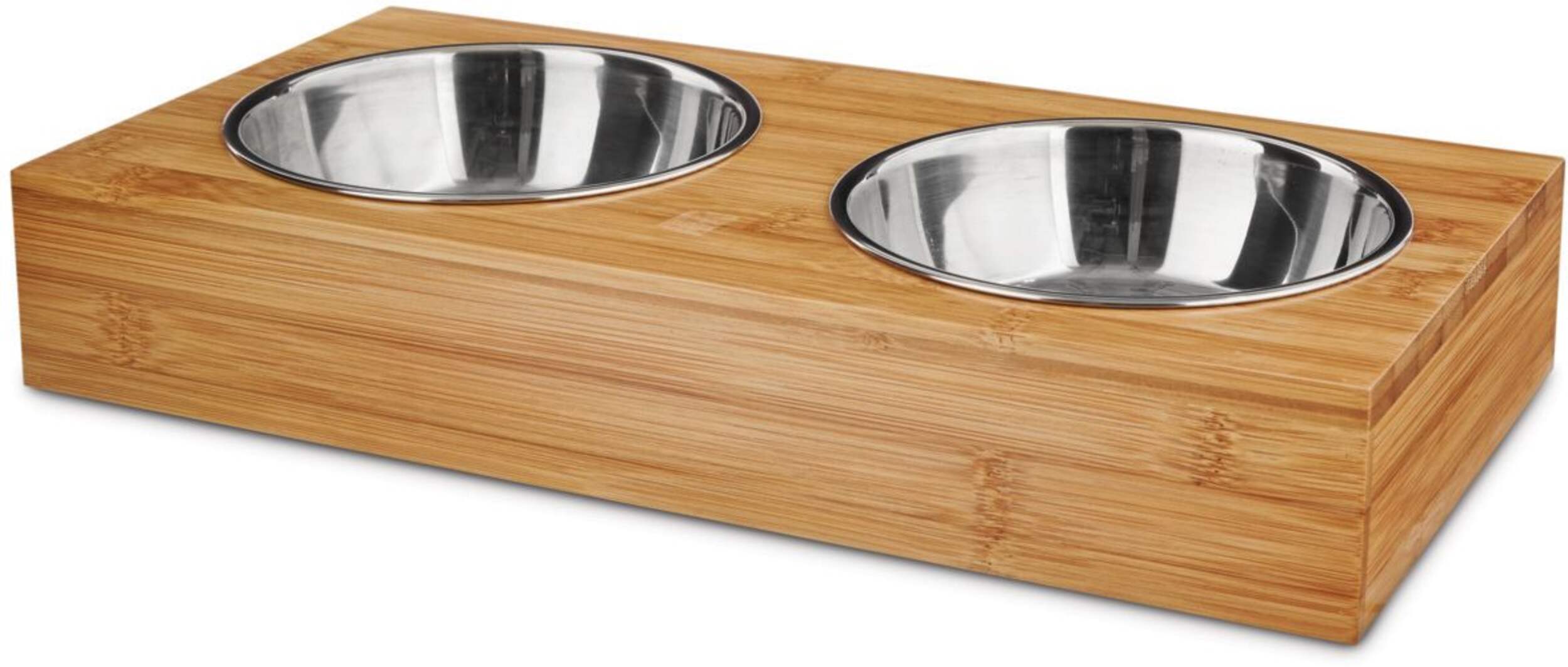 Petco Double Diner Wood Dog Bowls, Dishwasher Safe and Non-Slip, 2 x 1.75 cup Front_Angled_Left