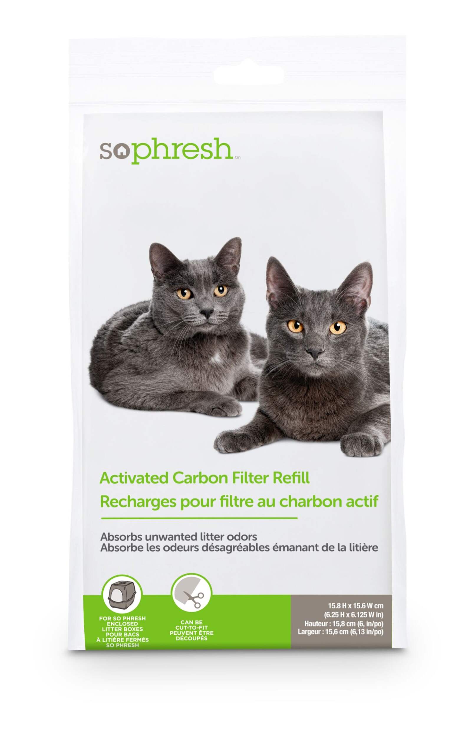 Filtre au charbon de rechange pour bac à litière pour chats So Phresh Front_Flat