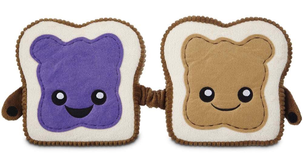 peanut butter and jelly sandwich dog toy