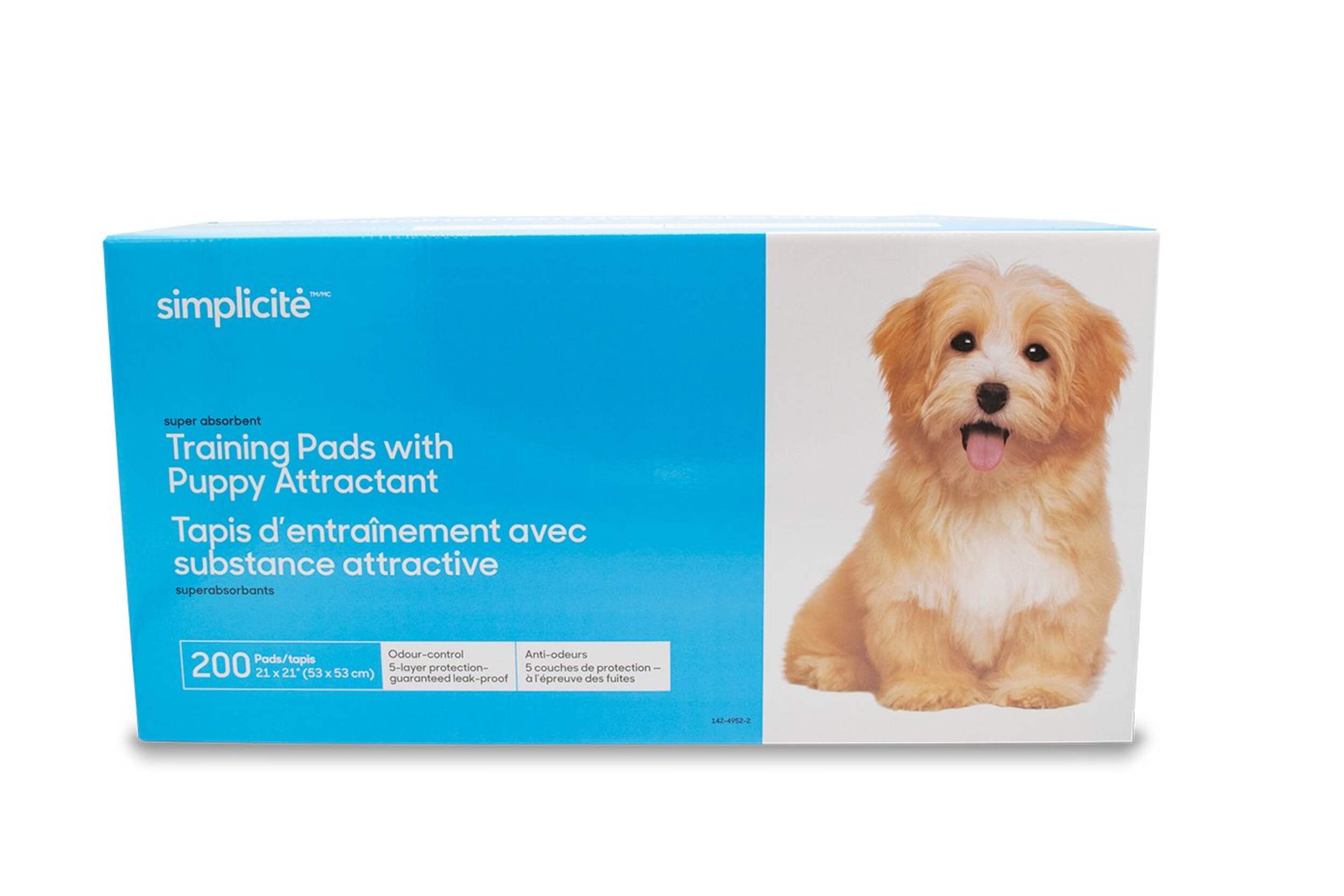 Simplicité Odour-Control Dog Training Pads, Leak-proof, 21-in x 21-in, 200-pk Front_Elevated
