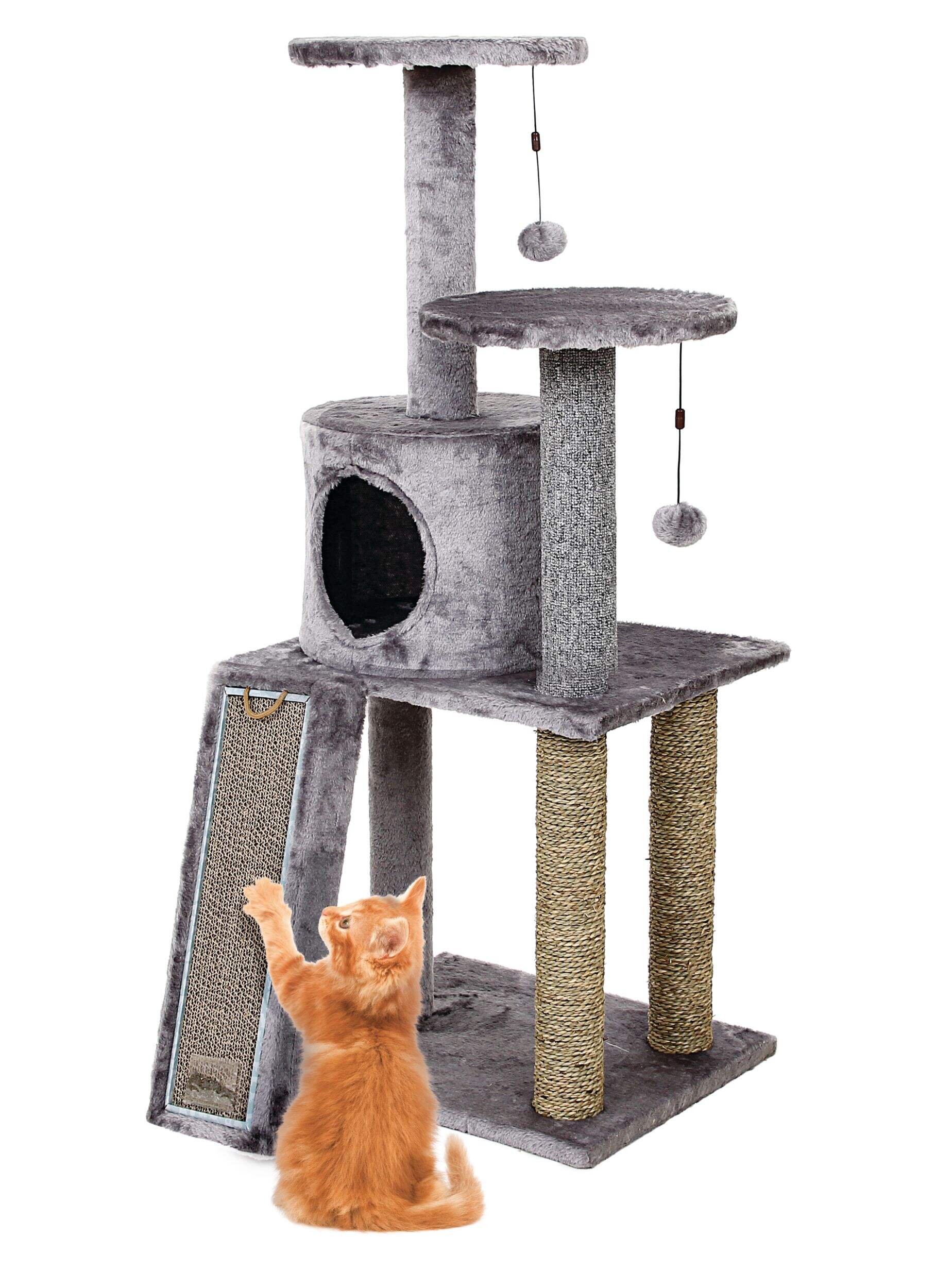 Cat Craft Cat Tree Playset with Cardboard Scratcher and Post, 45in