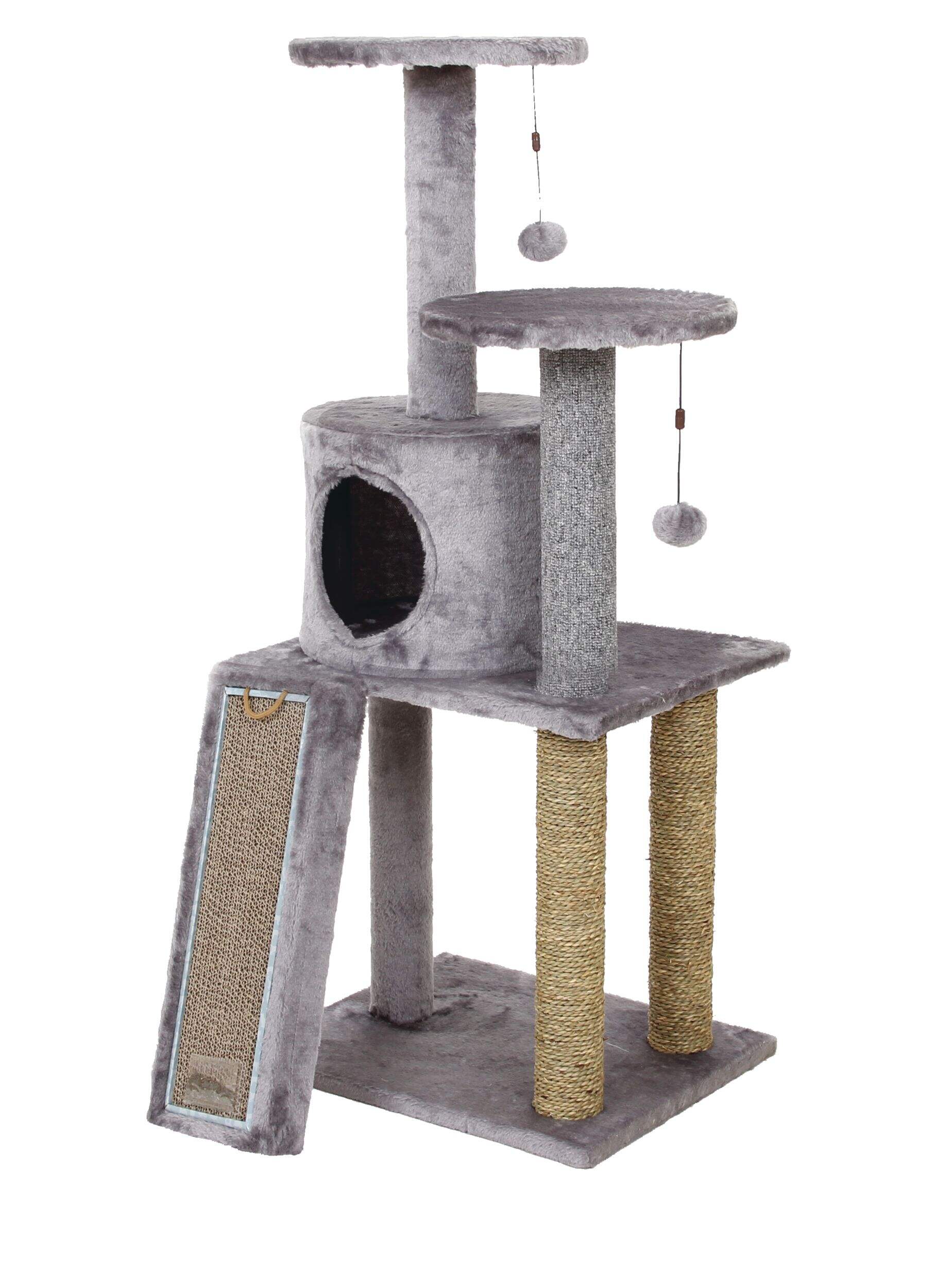 Cat Craft Cat Tree Playset with Cardboard Scratcher and Post, 45-in, Grey Front_Angled_Left