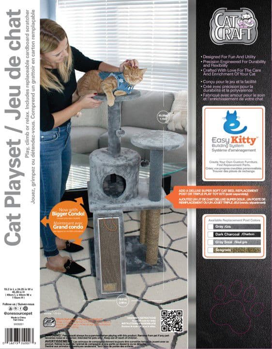 Cat Craft Cat Tree Playset with Cardboard Scratcher and Post 45 in Grey Canadian Tire