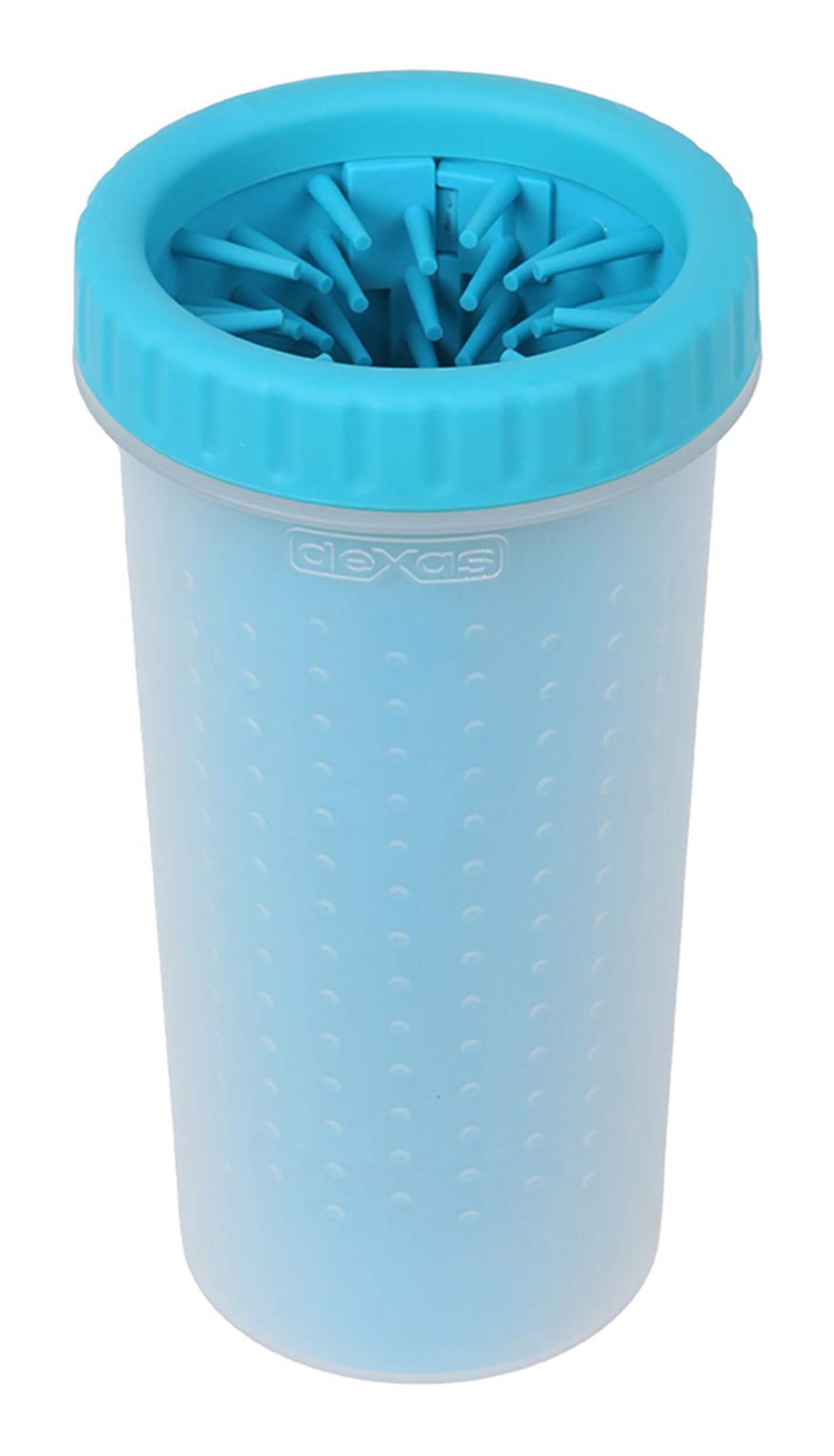Dexas MudBuster Portable Dog Paw Cleaner with Silicone Bristles, Large, Blue Overhead_Plunge