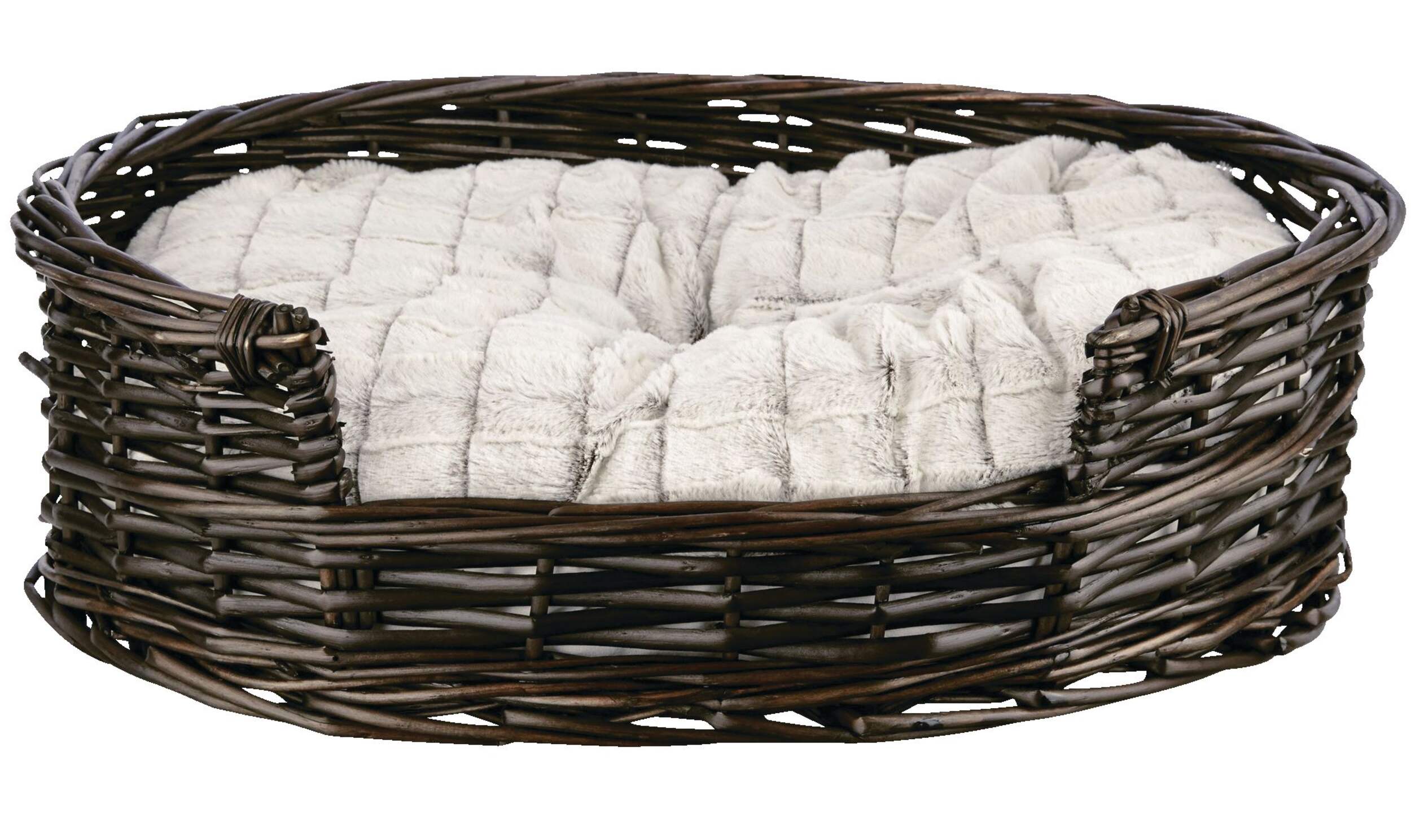 Petco Wicker Cat Bed with Faux Fur Insert, 20.5-in x 19-in Front_Flat