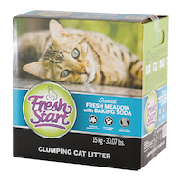 Litière agglomérante Fresh Start, parfumée avec bicarbonate de soude, 15 kg Front_Angled_Left