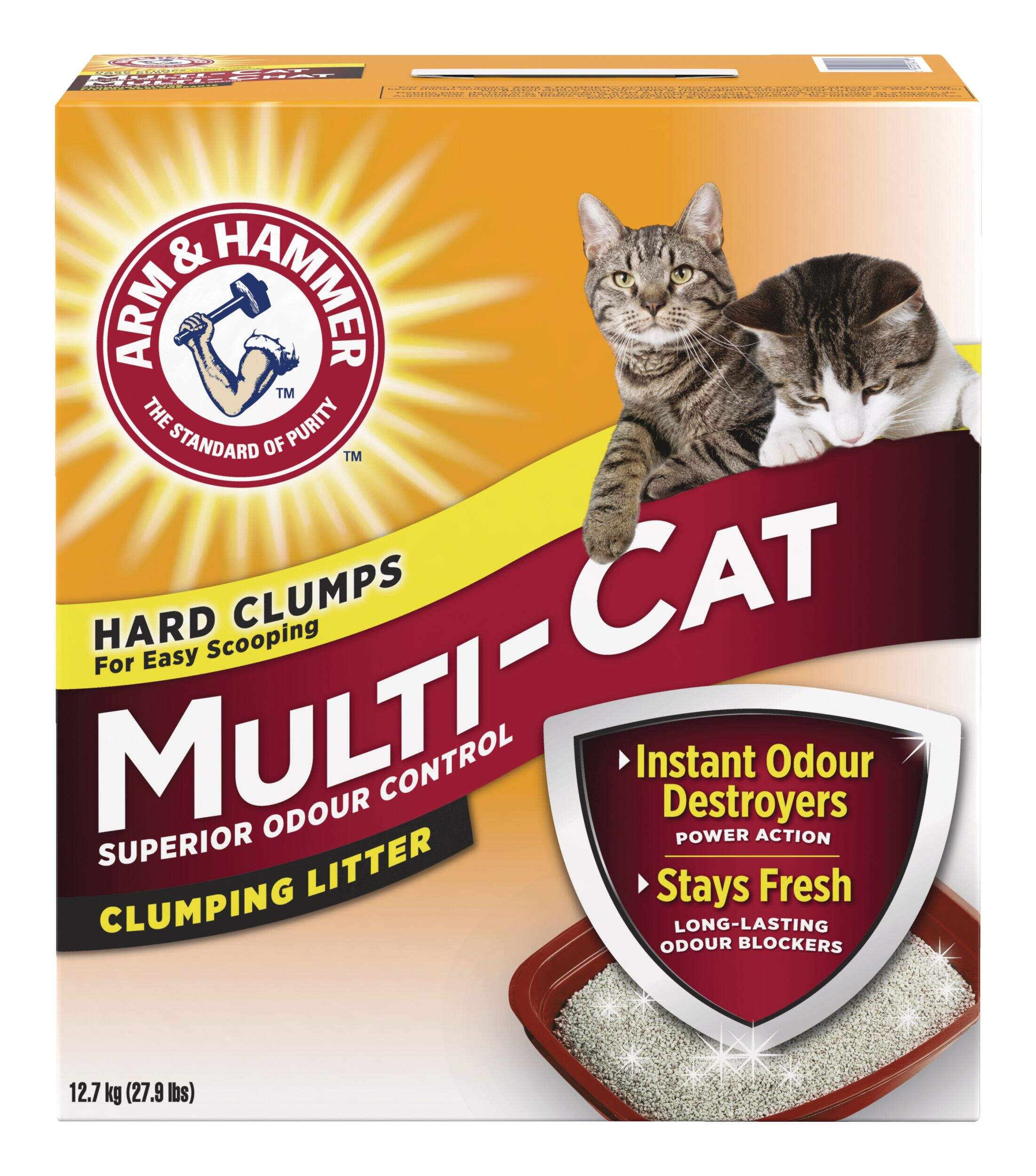 Arm & Hammer Multi-Cat Clumping Cat Litter, Odour Control, 12.7-kg Front_Elevated