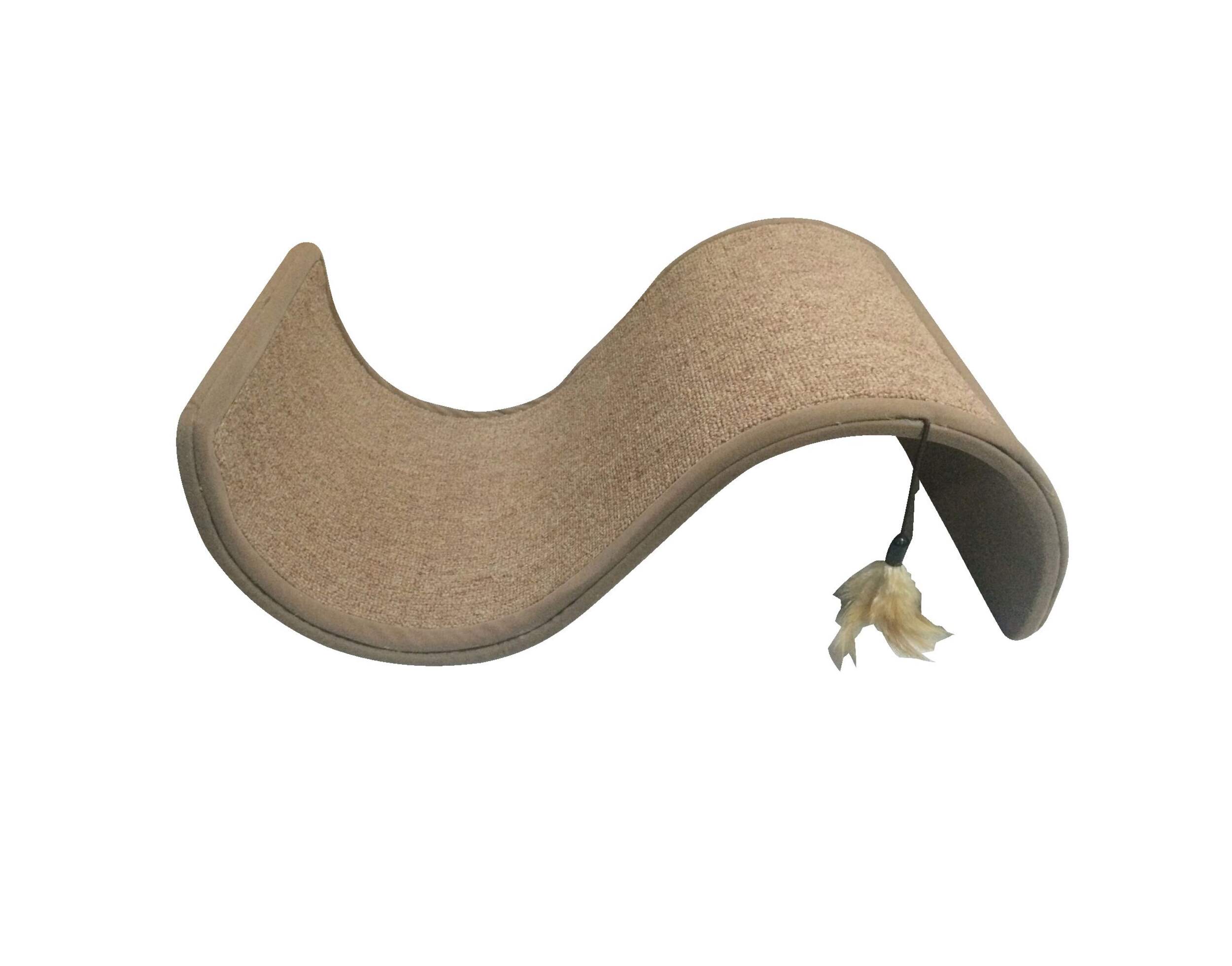 PAWS UP! Cat Scratch Scroll with Teaser Toy, 18.9-in  x 11-in x 7-in, Brown Front_Elevated