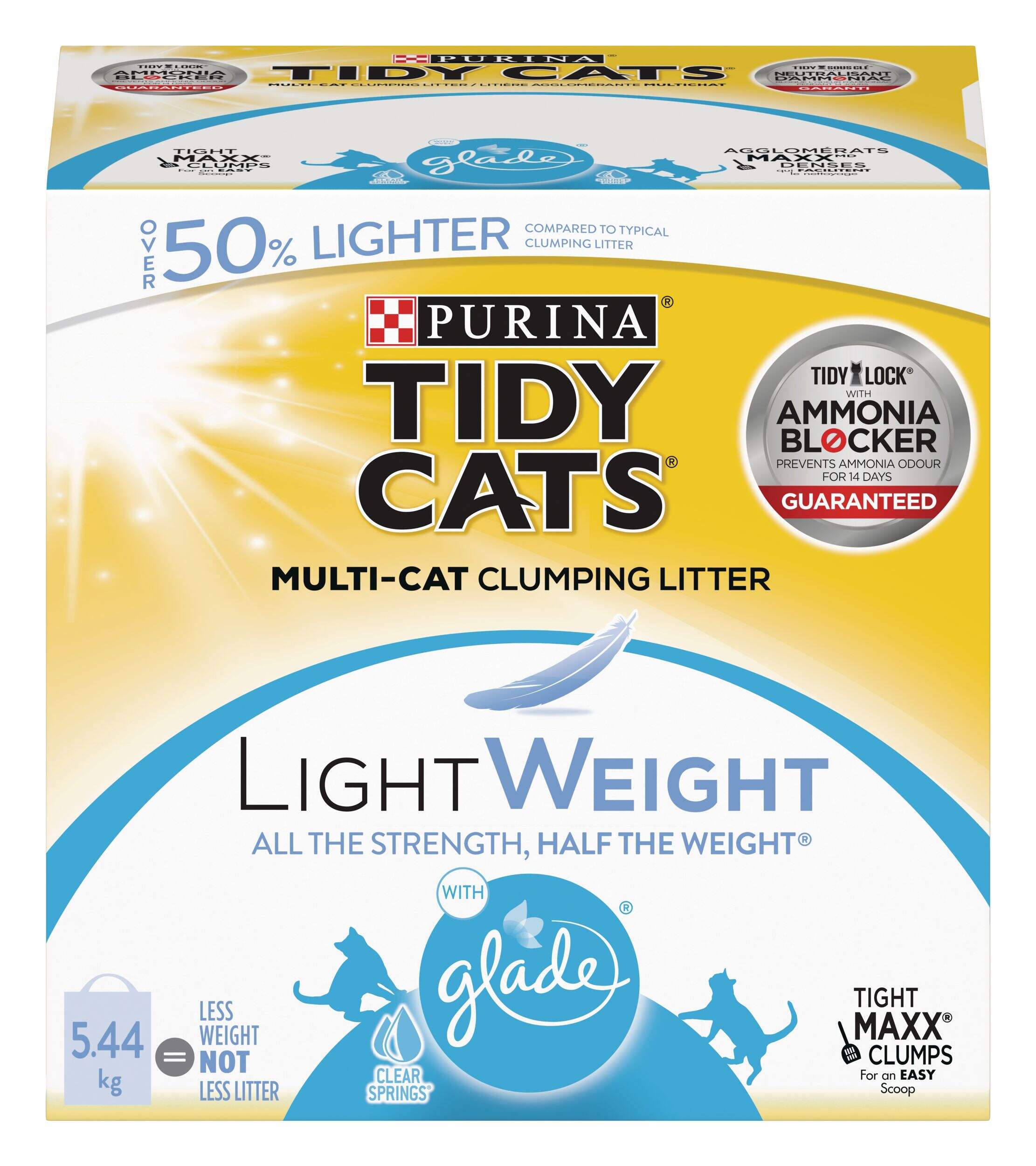 Purina® Tidy Cats® Lightweight  Multi-Cat Clumping Cat Litter with Glade® Clear Springs™, 5.44kg Front_Elevated
