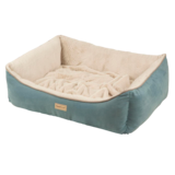 TrustyPup Pooch Planet Burrow Bliss Rectangle Pet Bed, Washable, 31-in x 23-in, Cream/Blue Front_Angled_Left