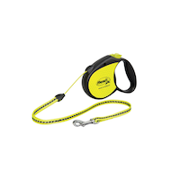 Laisse rétractable et réfléchissante Flexi Neon pour chiens avec poignée ergonomique, tailles variées, 16 pi, jaune