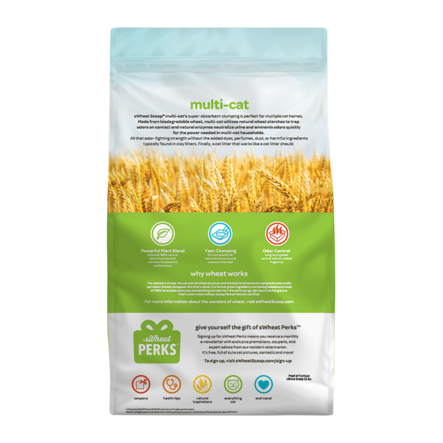 sWheat Scoop WheatBased Natural MultiCat Clumping Cat Litter, 11.3kg