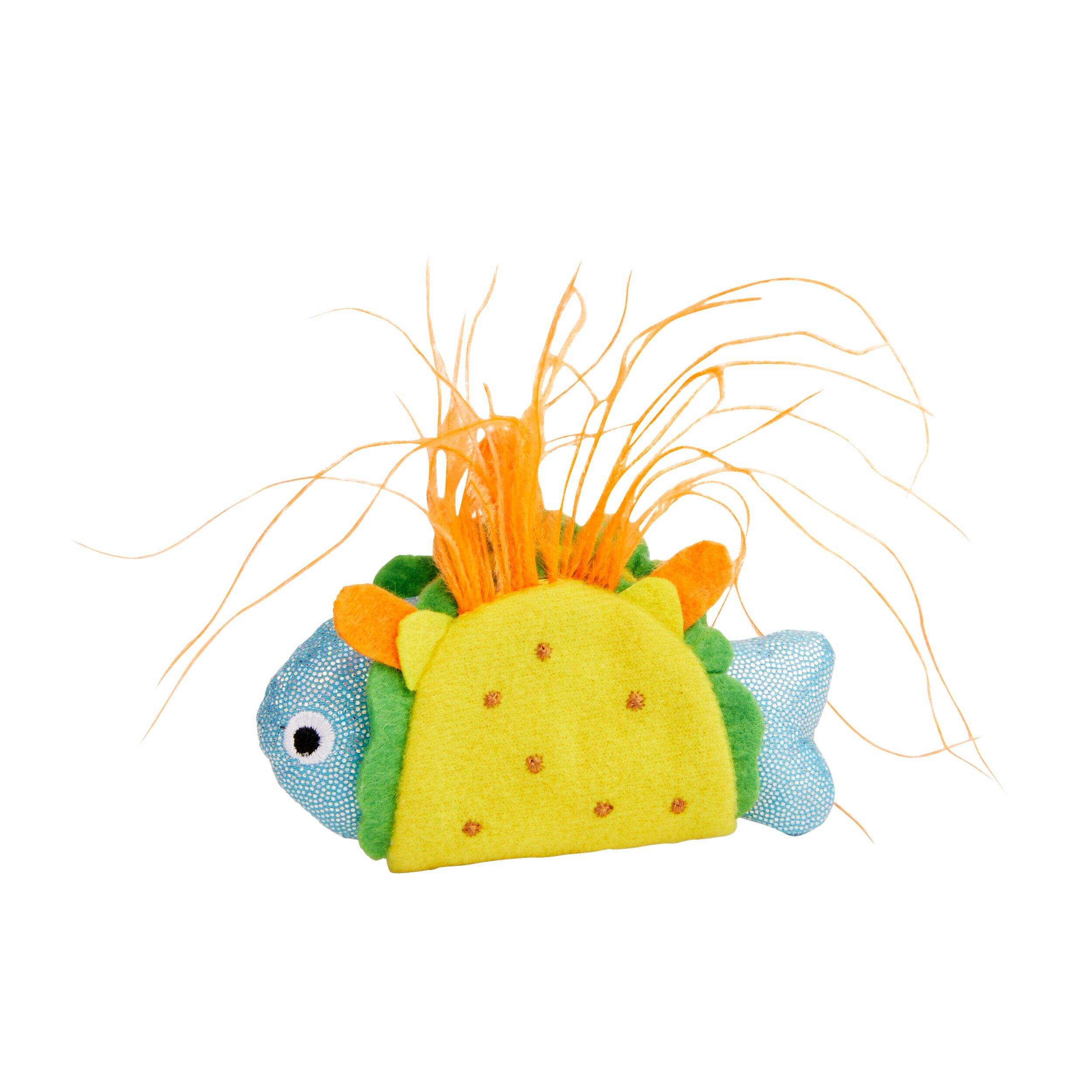 Petco Feathered Fish Taco Cat Toy with Catnip, Assorted Colours Side_Left