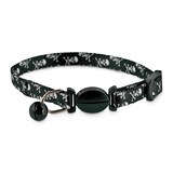Petco Skull Print Black Cat Collar with removable bell Front_Elevated