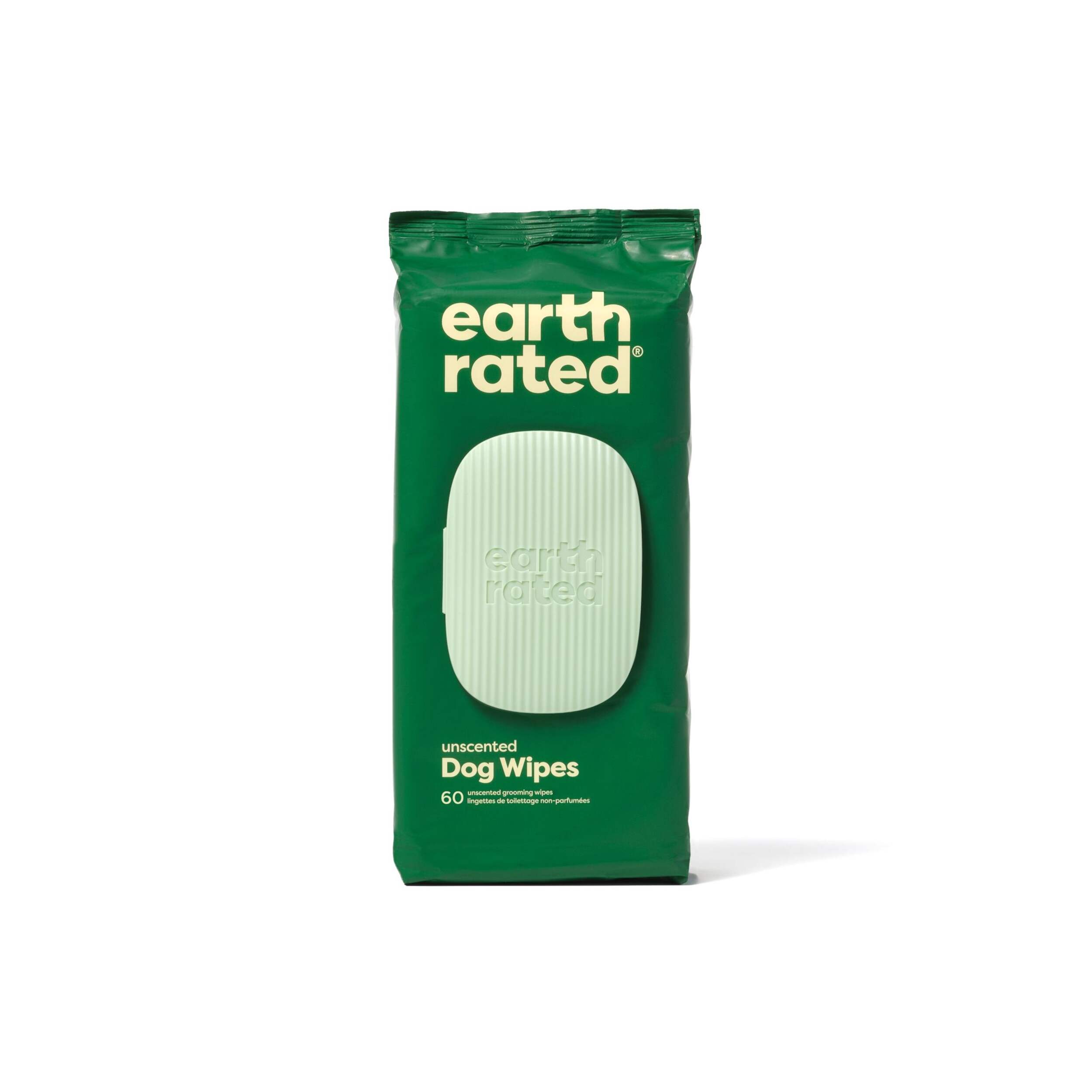 Earth Rated Dog Grooming Wipes, 8 x 8-in, 60-pk, Unscented Front_Flat
