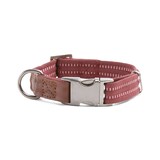 Reddy Burgundy Webbed Dog Collar Front_Elevated