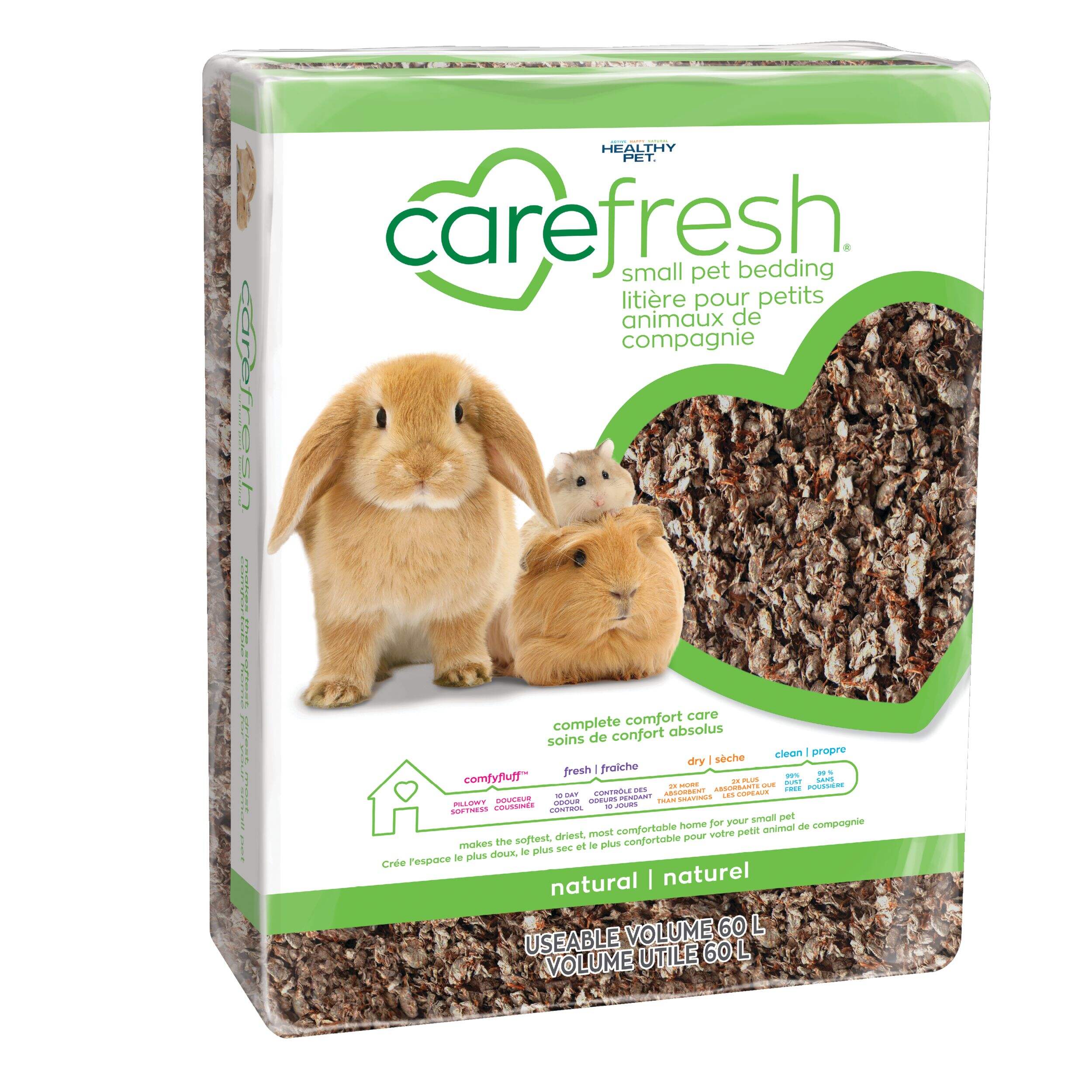 Carefresh Natural Small Animal Bedding, 60-L Front_Three_Fourths_Angled_Right