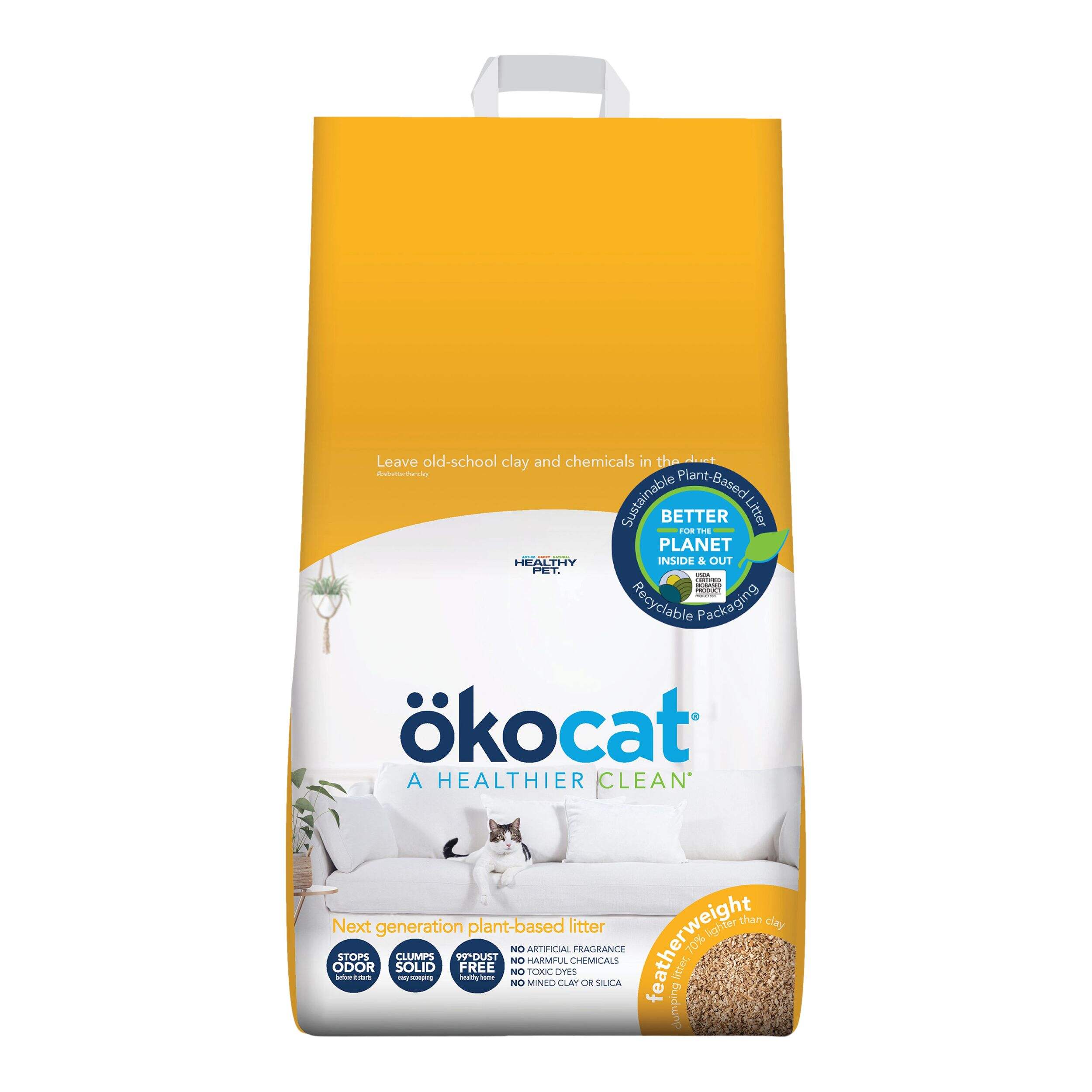 Okocat Featherweight Clumping Cat Litter, 4.8-5 kg Front_Flat