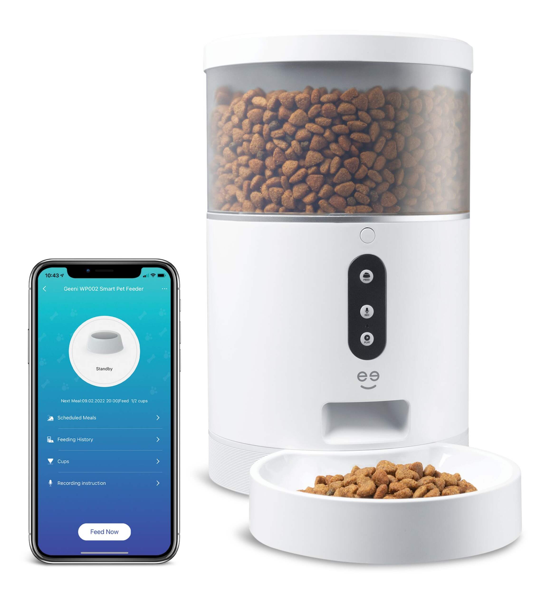 Geeni Smart Pet Feeder, 4-L Front_Angled_Right