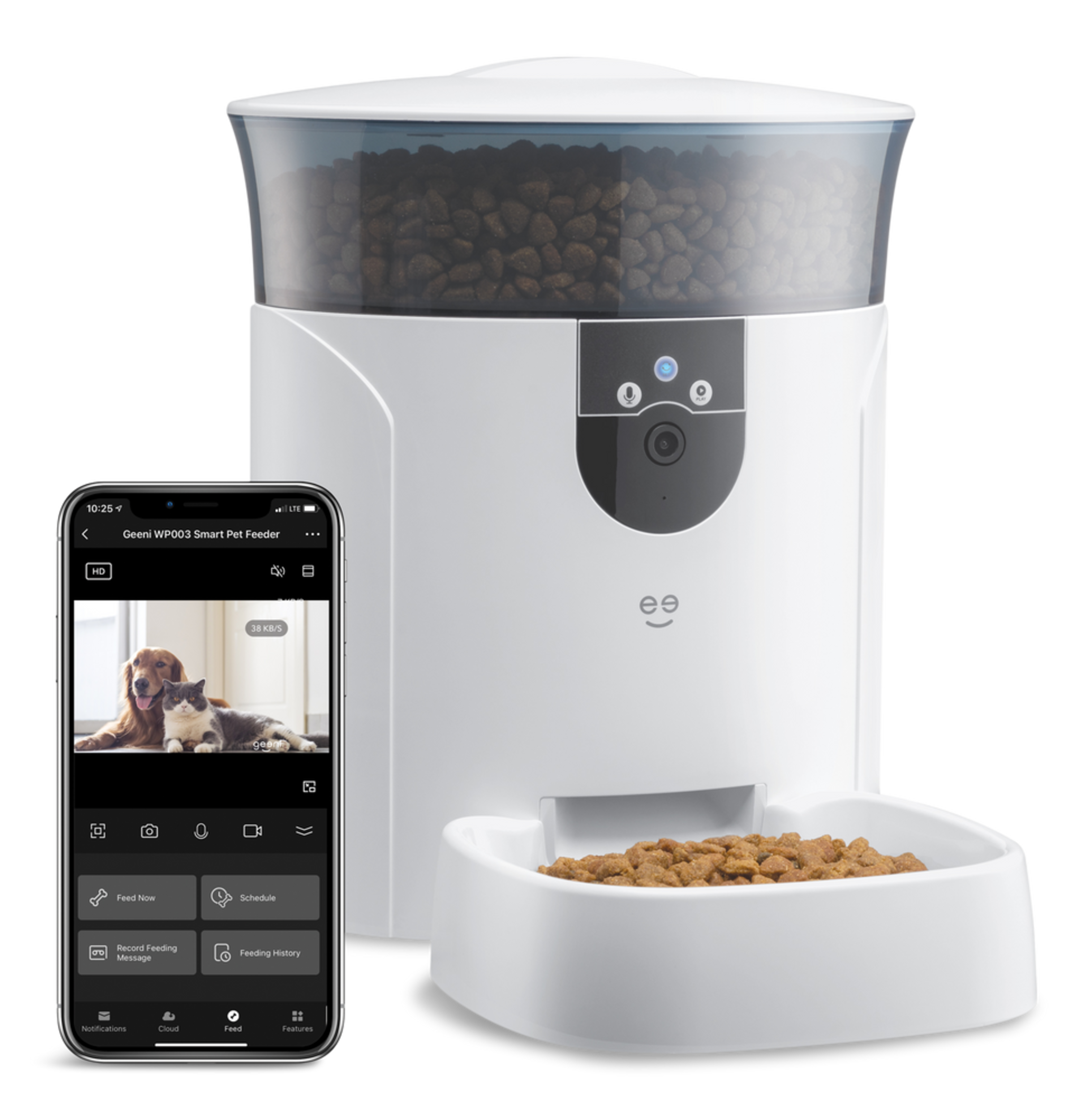 Mangeoire intelligente Geeni pour animal de compagnie avec caméra, 7 L Front_Angled_Right
