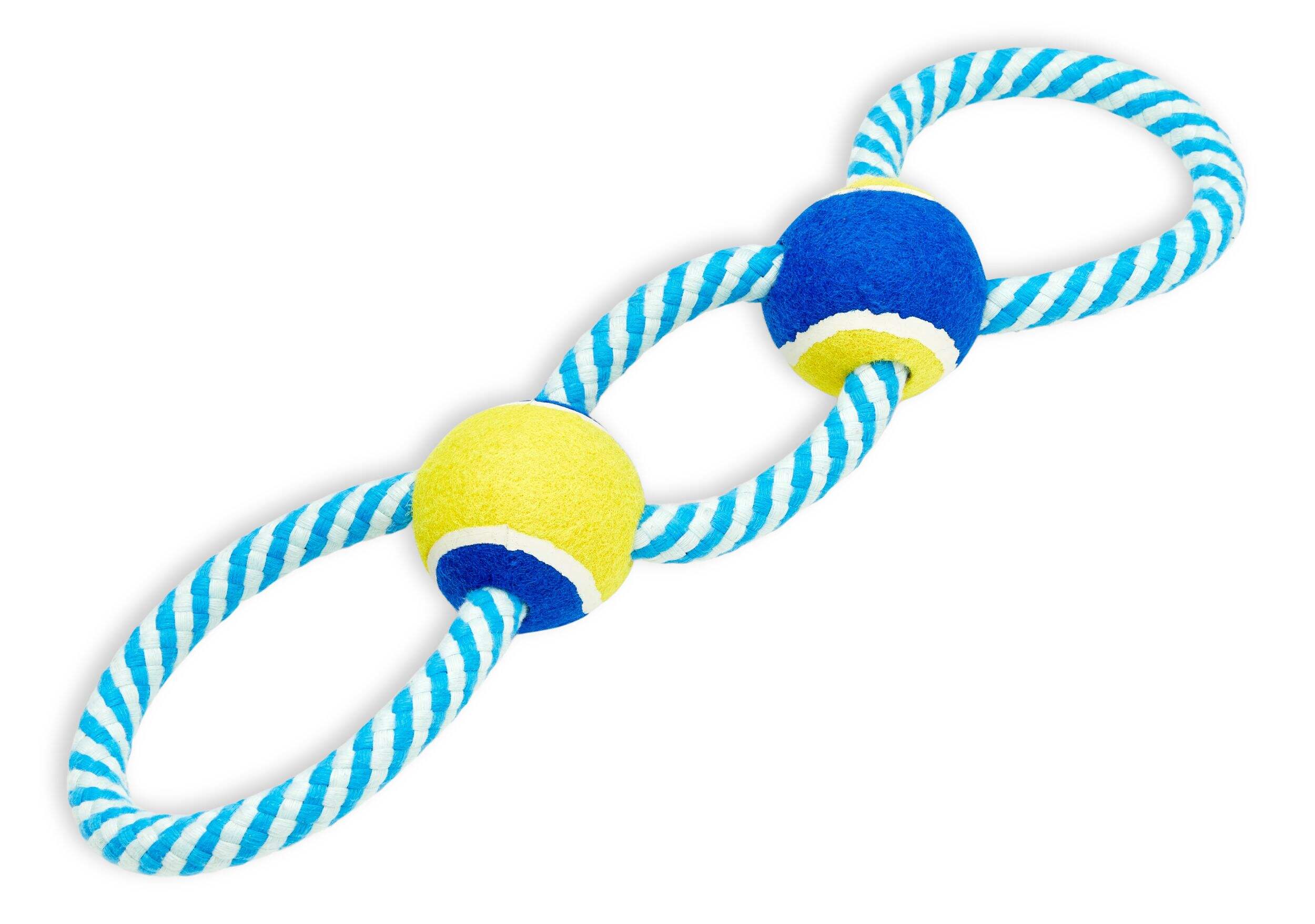 Petco Tennis Ball & Blue Rope Dog Toy, Large Front_Angled_Left