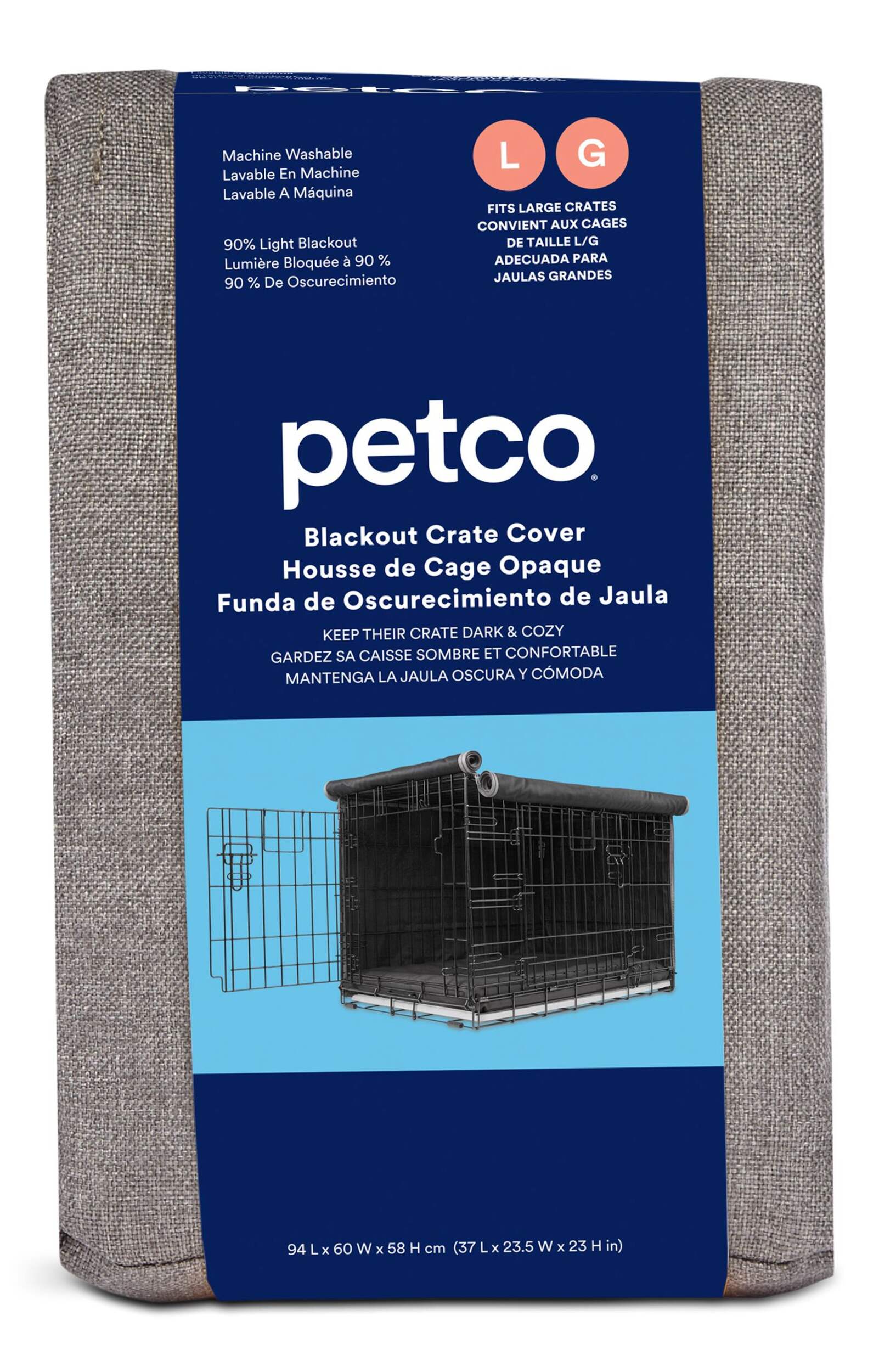 Petco Large Grey Blackout Dog Crate Cover Front_Flat