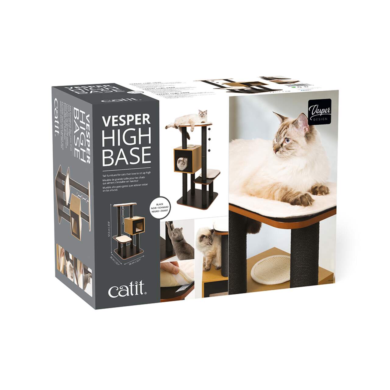 Vesper 52063 high base oak cat furniture best sale