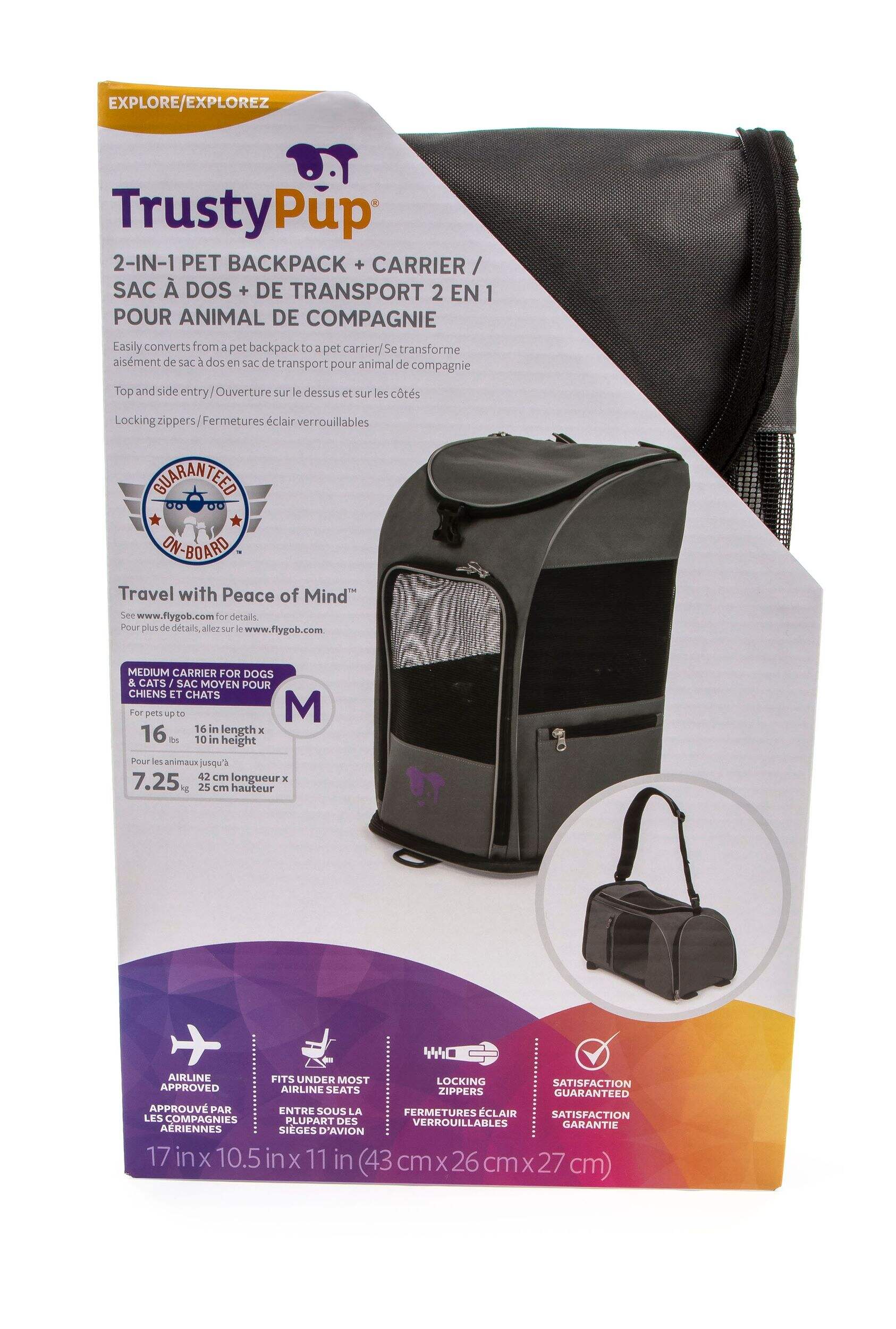 Sac à dos de transport pour chien TrustyPup 2-en-1 Front_Flat