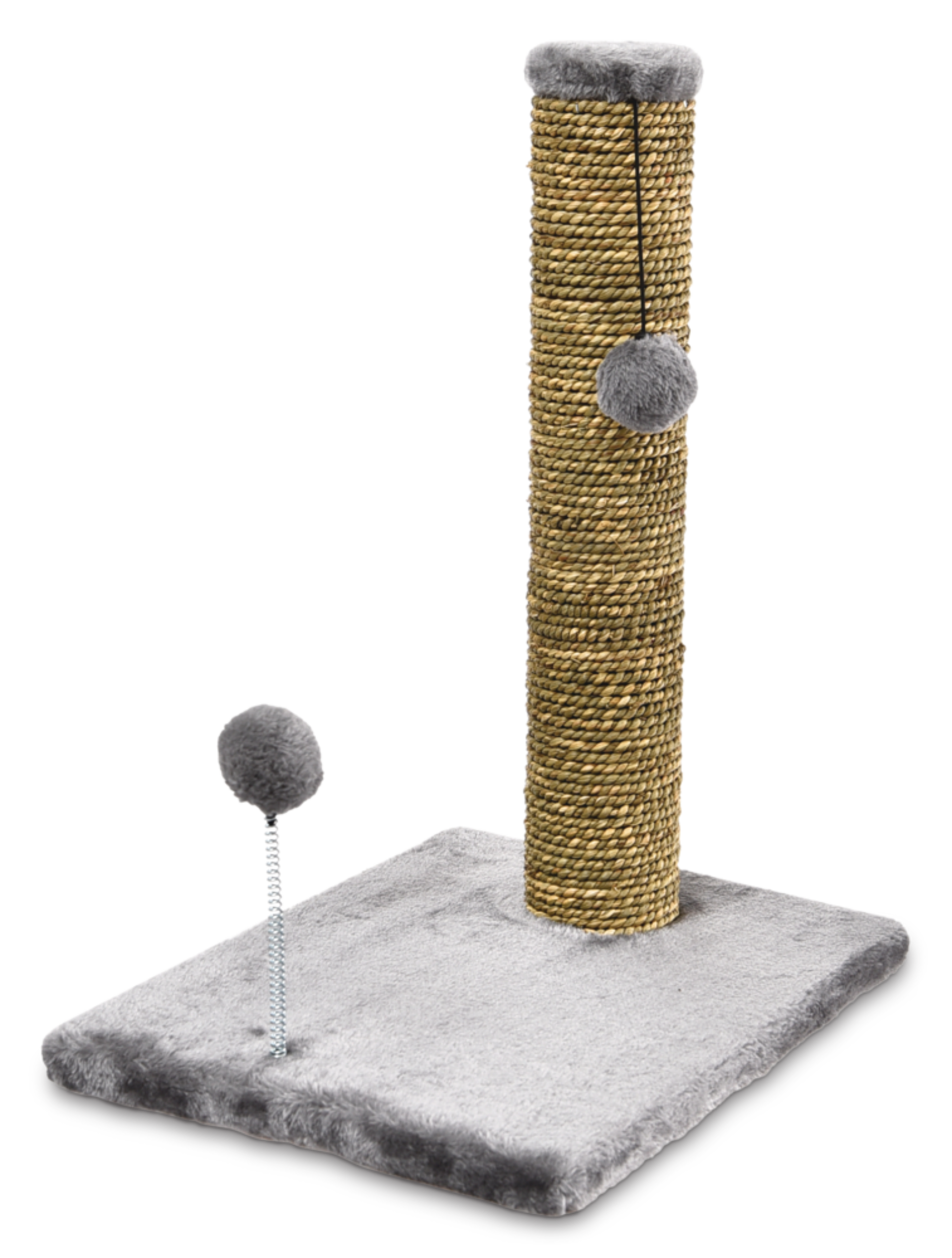 Cat Craft Sea Grass Durable Sisal Cat Scratching Post with Spring Toy, 20-in Front_Three_Fourths_Angled_Left