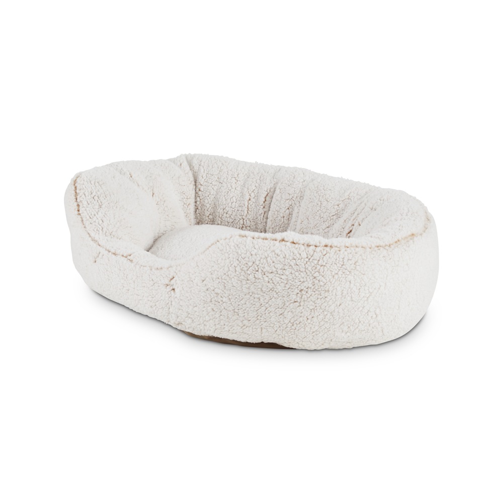 Petco Cozy Cuddler Plush Dog Bed, Washable, 20in x 22in, Cream