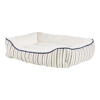 Petco Blue Nautical Striped Nester Faux Fur Dog Bed, Washable, 32 x 24-in, White/Blue Front_Three_Fourths_Angled_Left