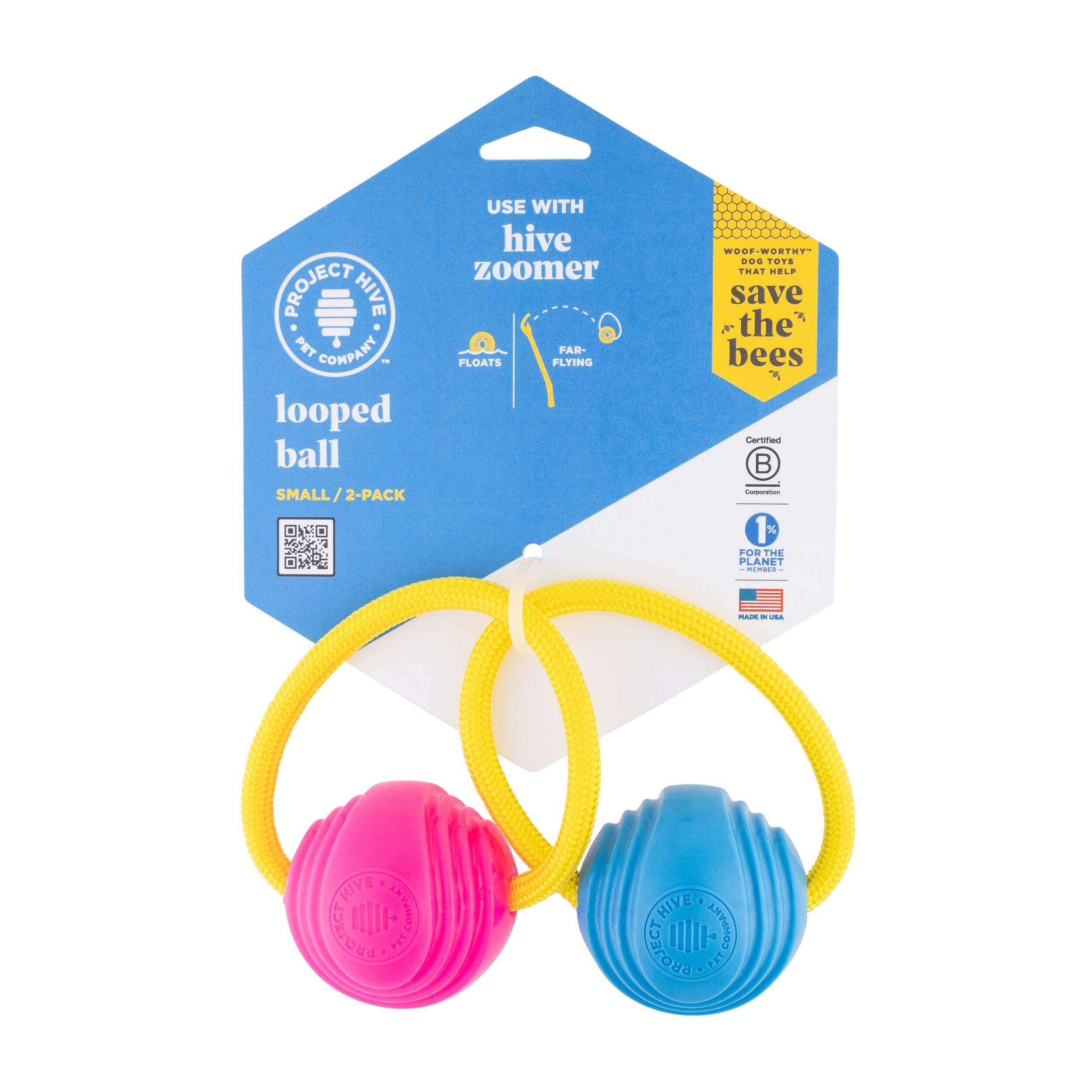 Project Hive Looped Ball Dog Toy, Pink/Blue, 5-in, 2-pk Composite_or_Mixed