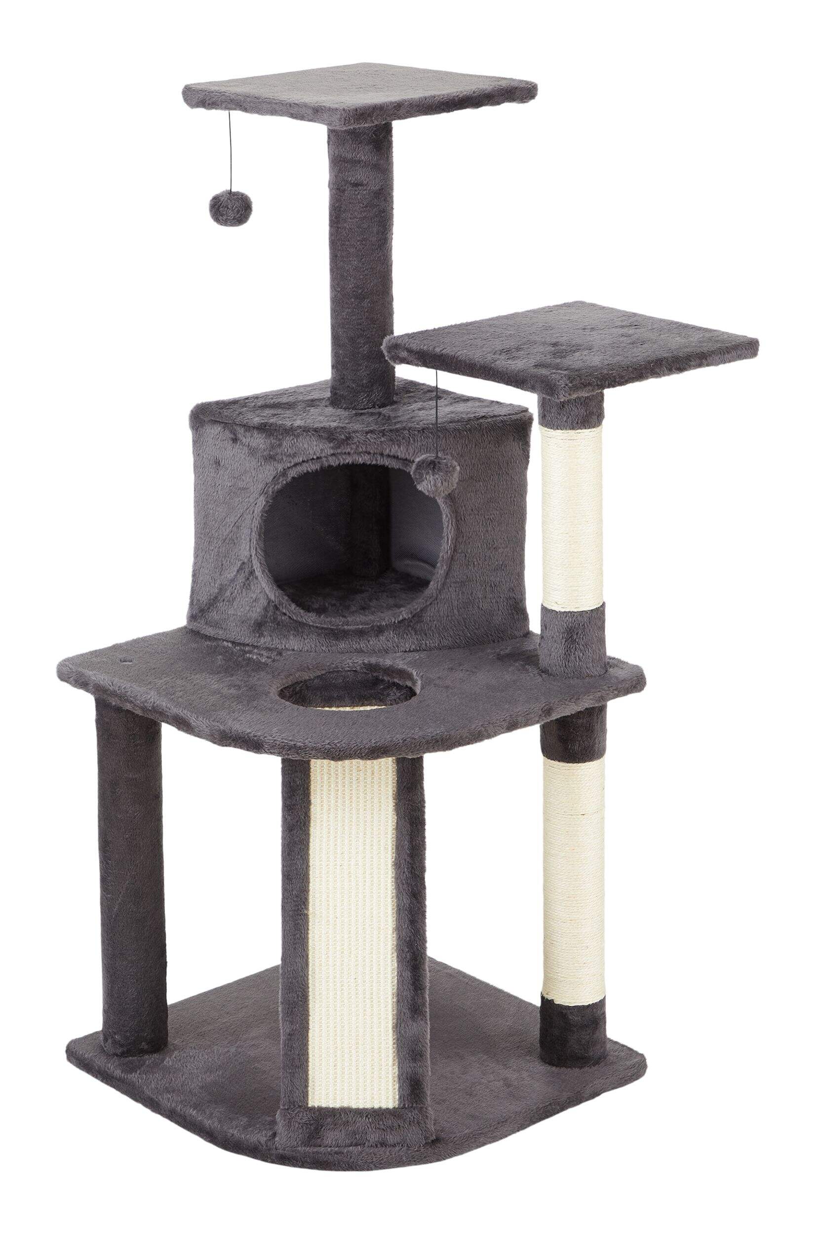 Cat Craft Platform Cat Tree with Condo & Scratcher, 44.5-in, Dark Grey Front_Three_Fourths_Angled_Left