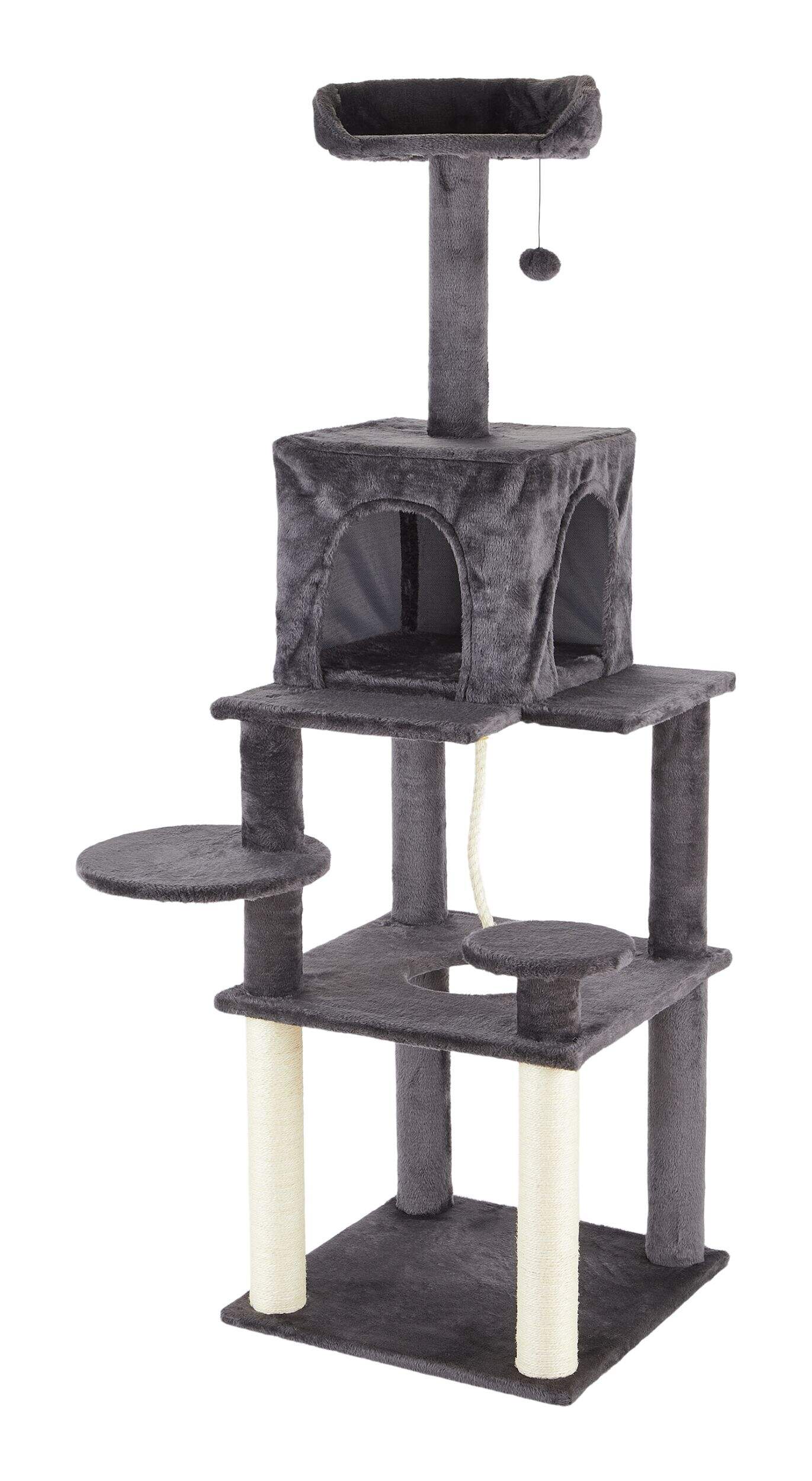 Cat Craft Multi-Platform Cat Tree with Condo & Perch, 60-in, Dark Grey Front_Three_Fourths_Angled_Left