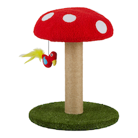 Cat Craft Red Toadstool Cat Scratcher with Dangling Toy, 17-in Front_Three_Fourths_Angled_Left